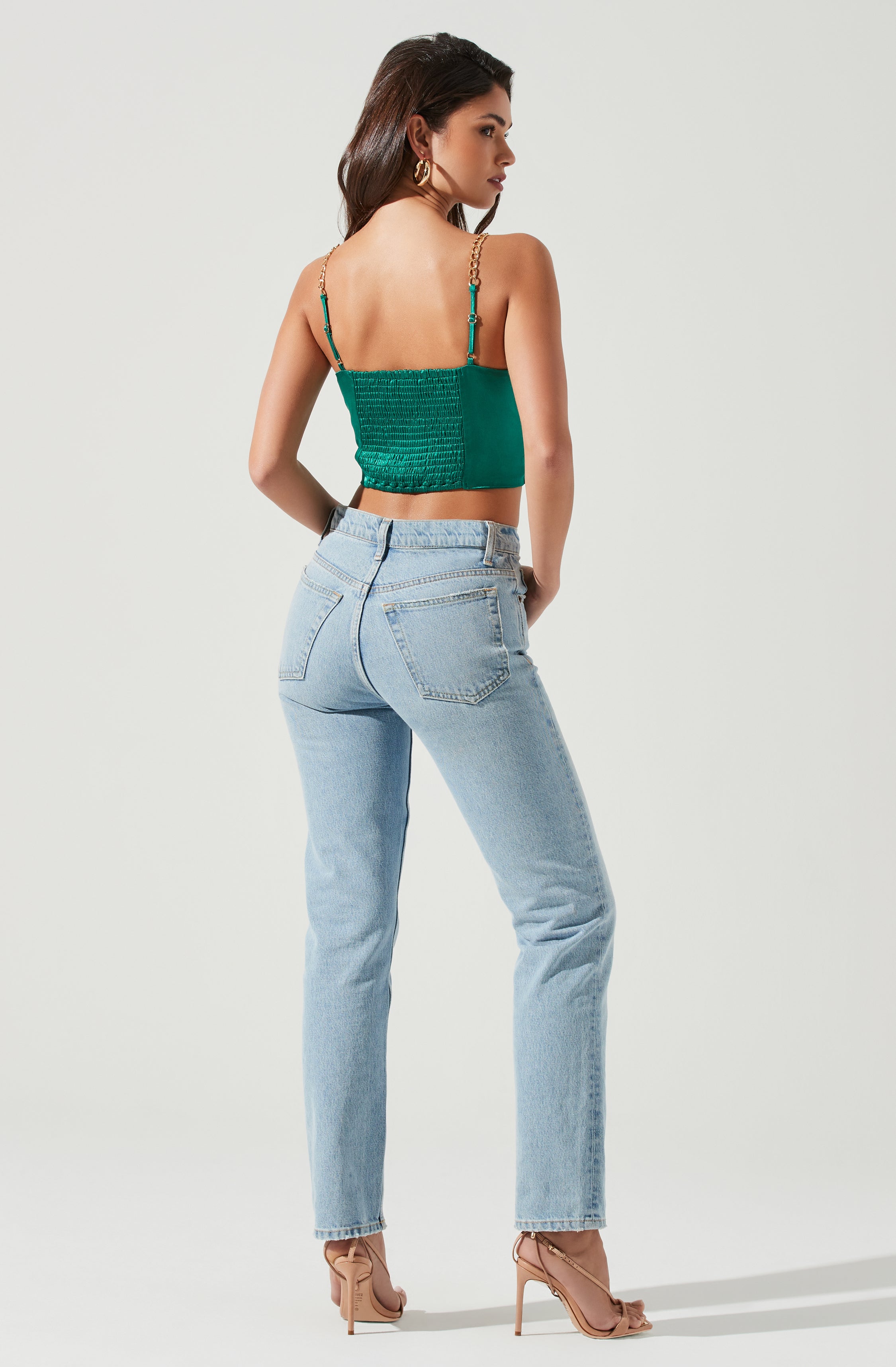 Turin Satin Chain Strap Top-Aljck