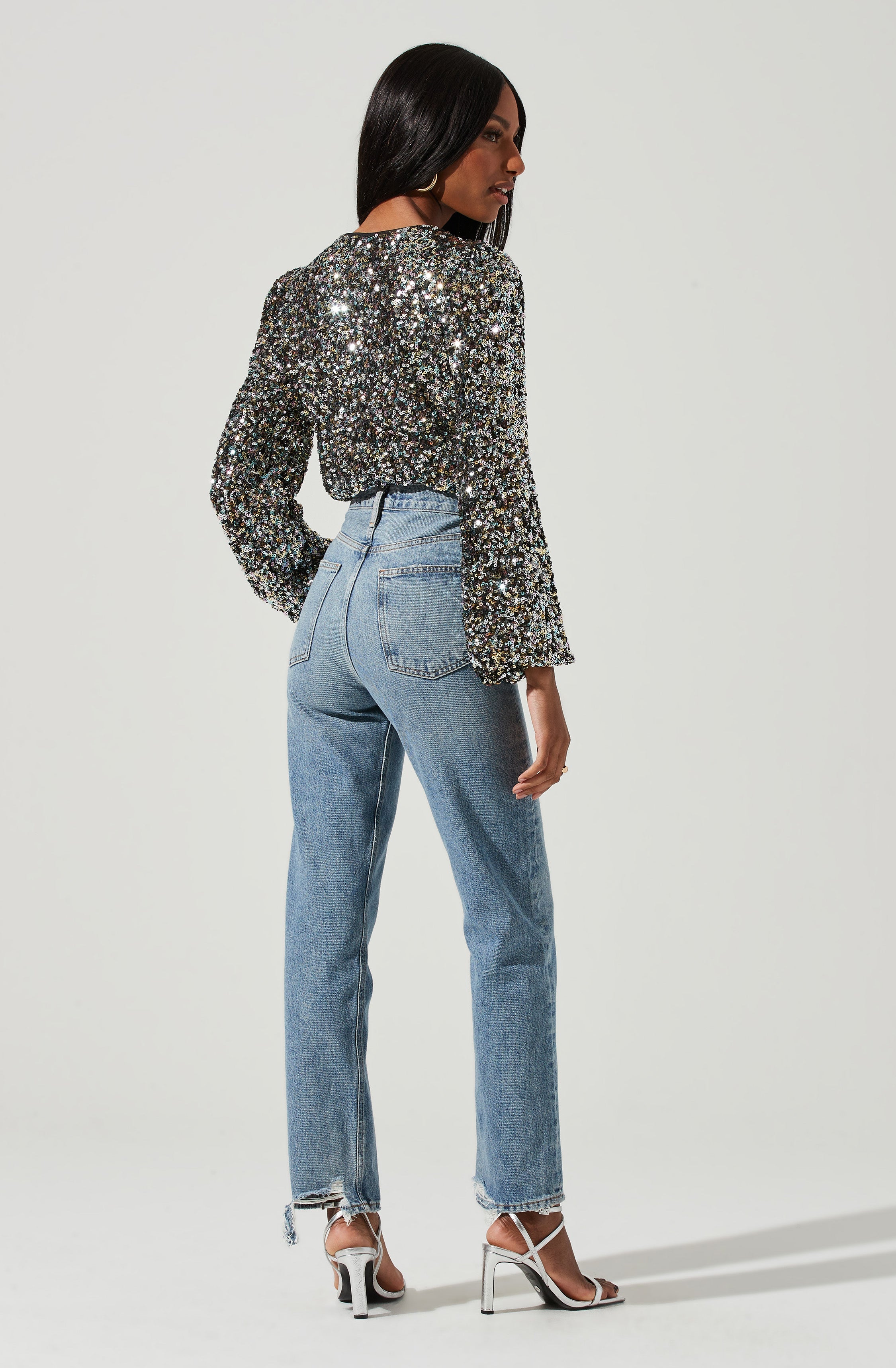 Nix Sequin Wrap Front Top-Aljck