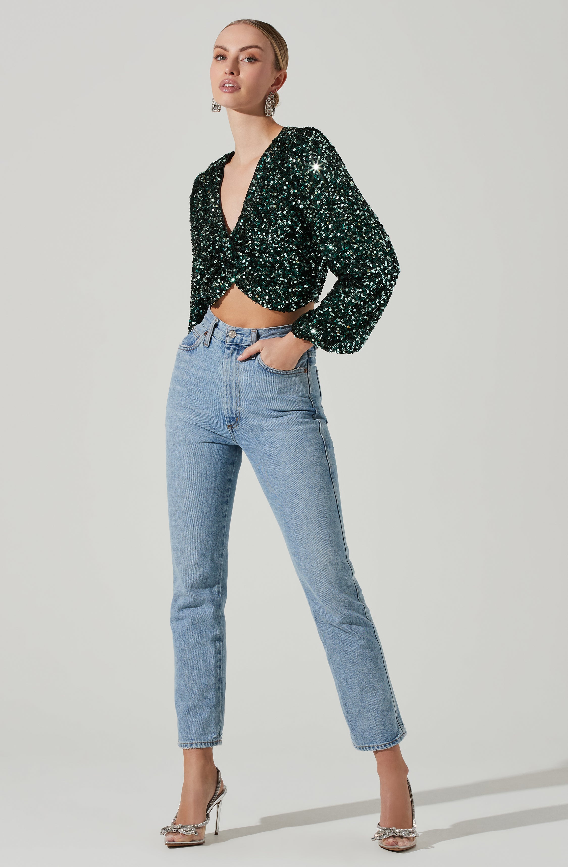 Nix Sequin Wrap Front Top-Aljck