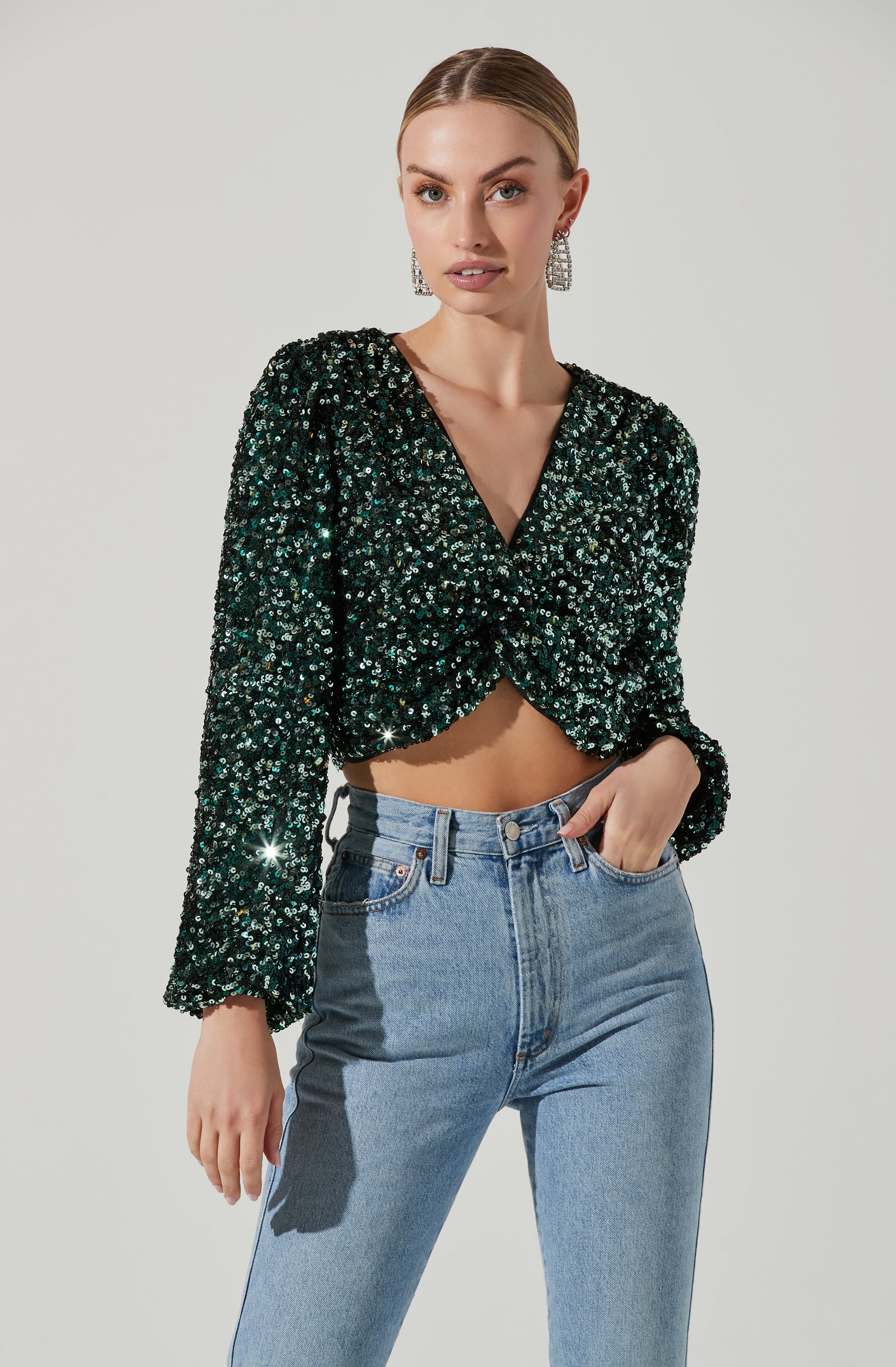 Nix Sequin Wrap Front Top-Aljck