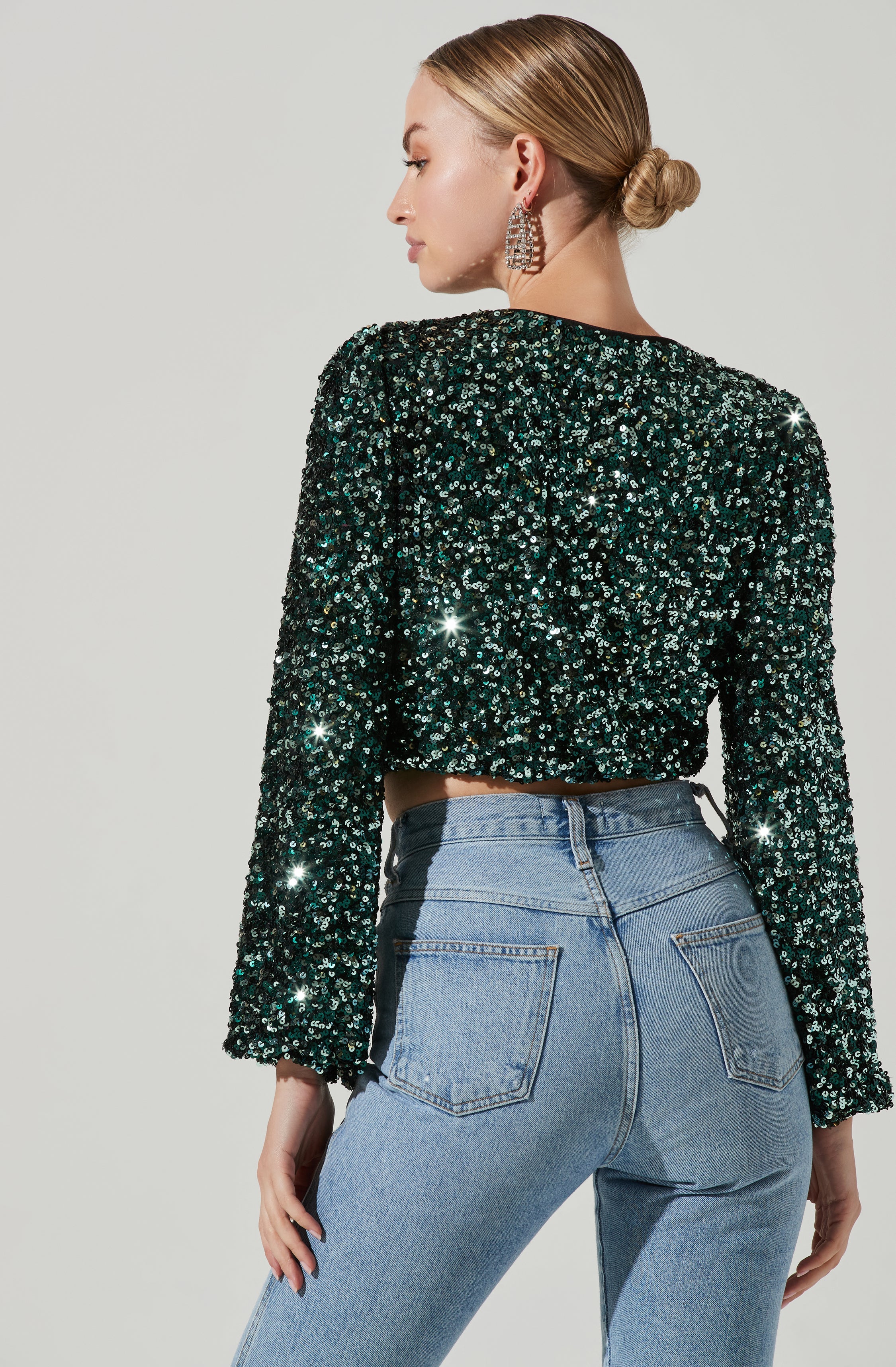Nix Sequin Wrap Front Top-Aljck