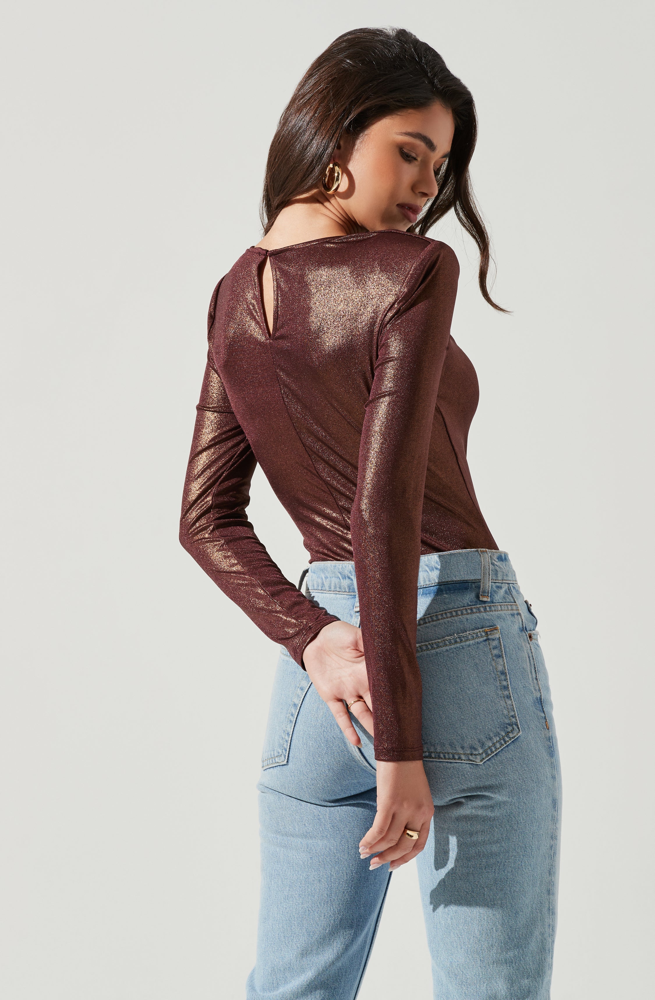 Barcelona Twist Front Long Sleeve Bodysuit-Aljck