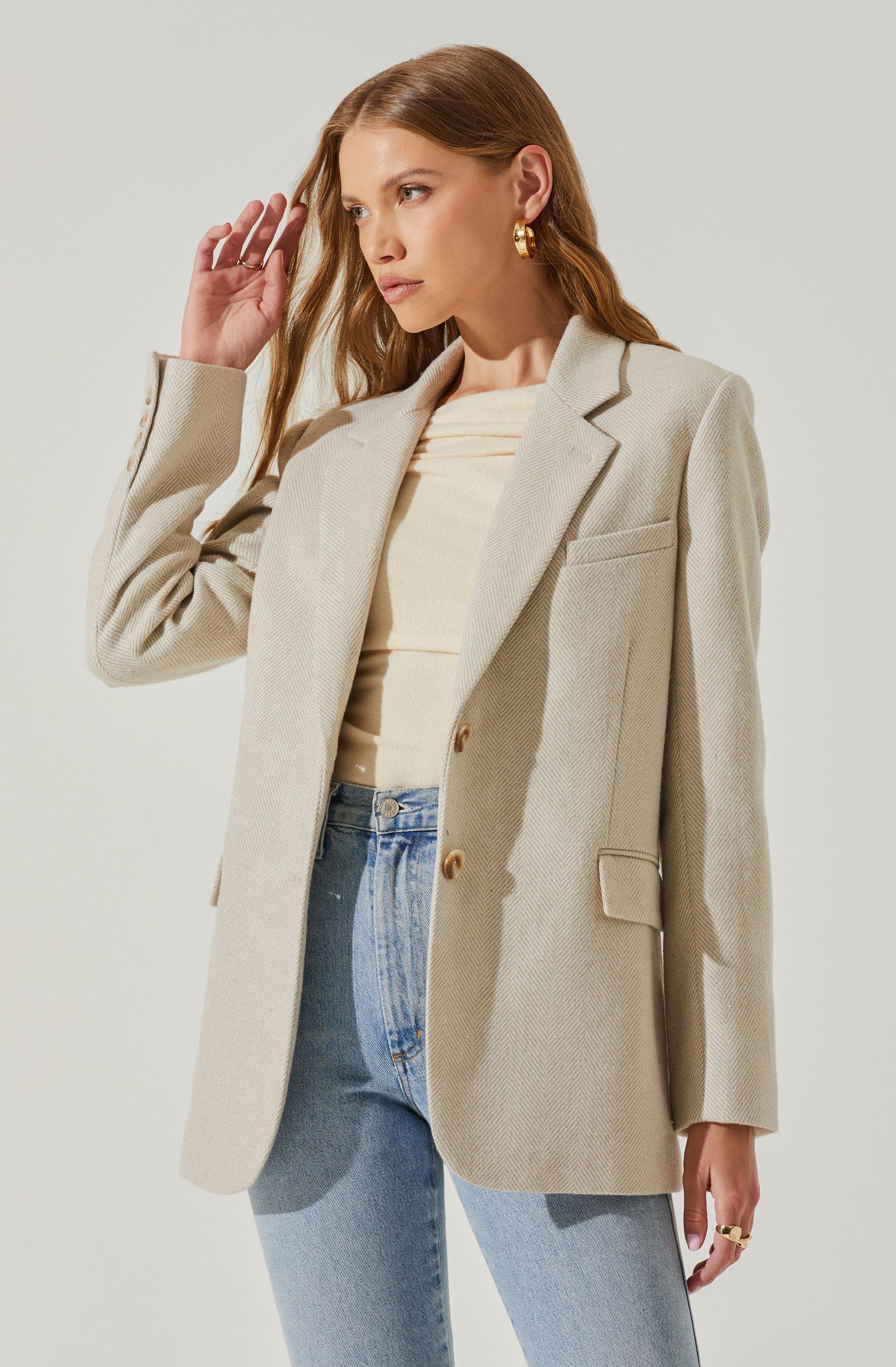Rachel Wool Blend Oversized Blazer-Aljck