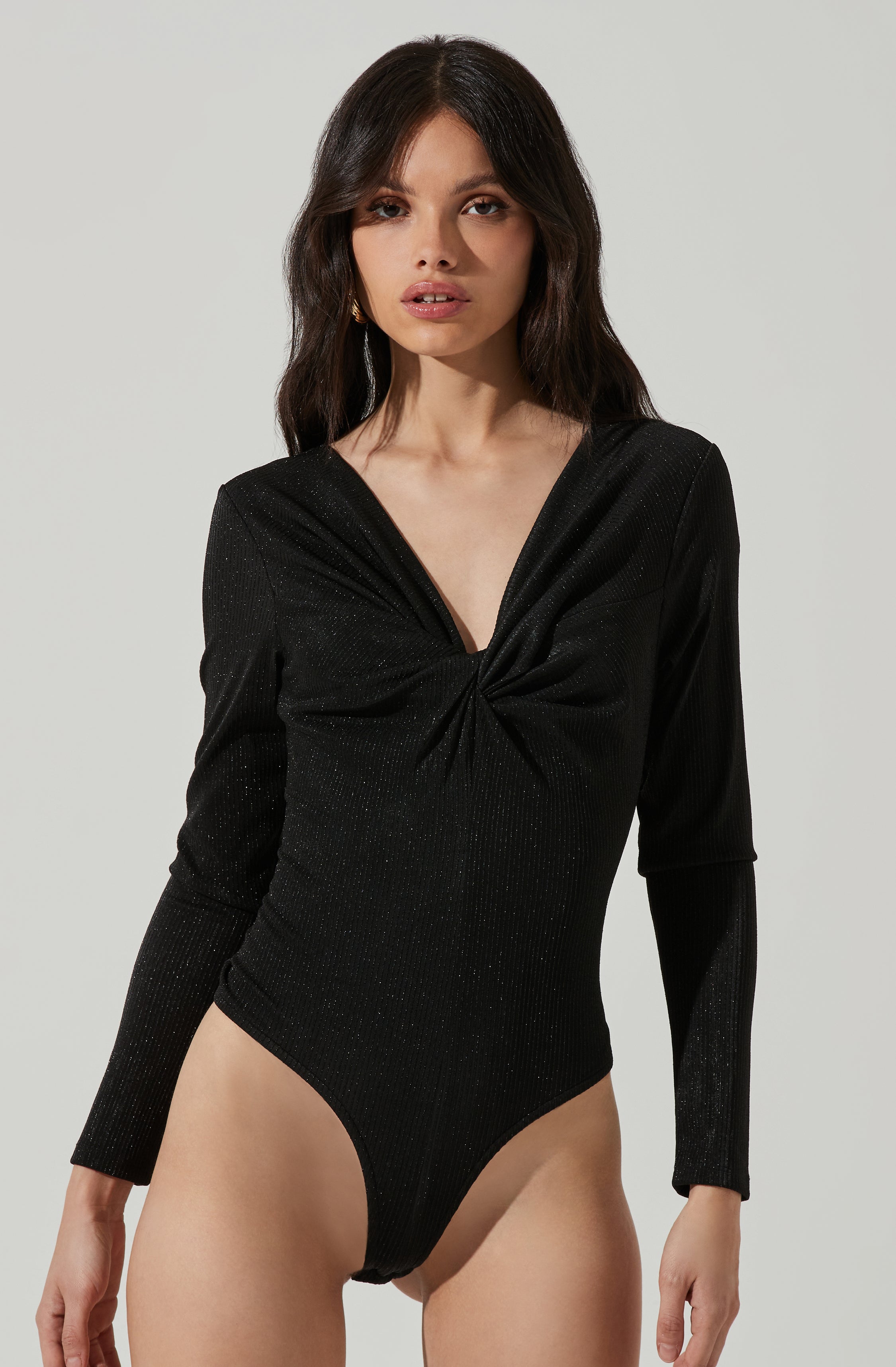 Reese Metallic Twist Front Bodysuit-Aljck