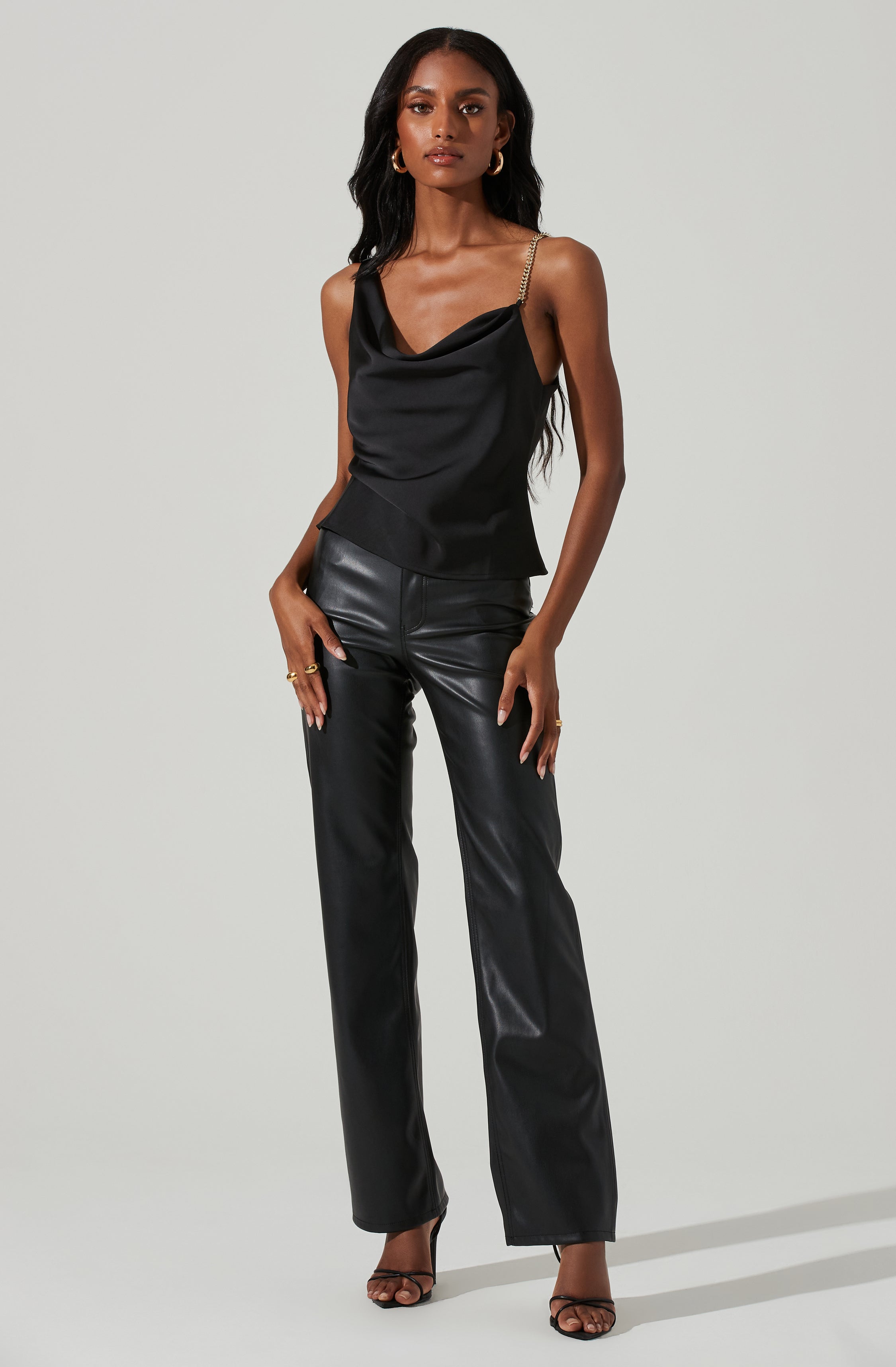 Larisa Satin Rhinestone Strap Top-Aljck