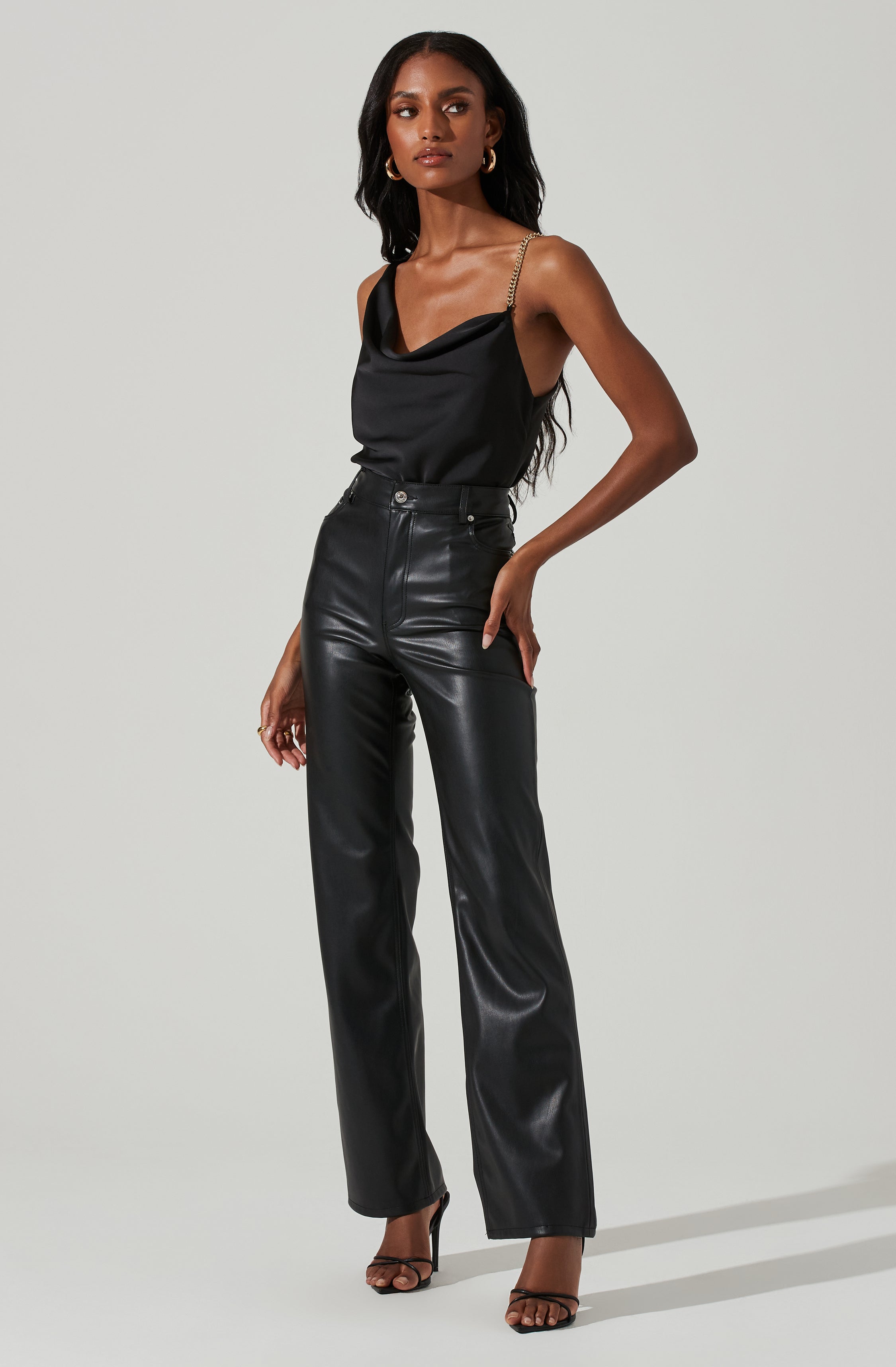 Larisa Satin Rhinestone Strap Top-Aljck