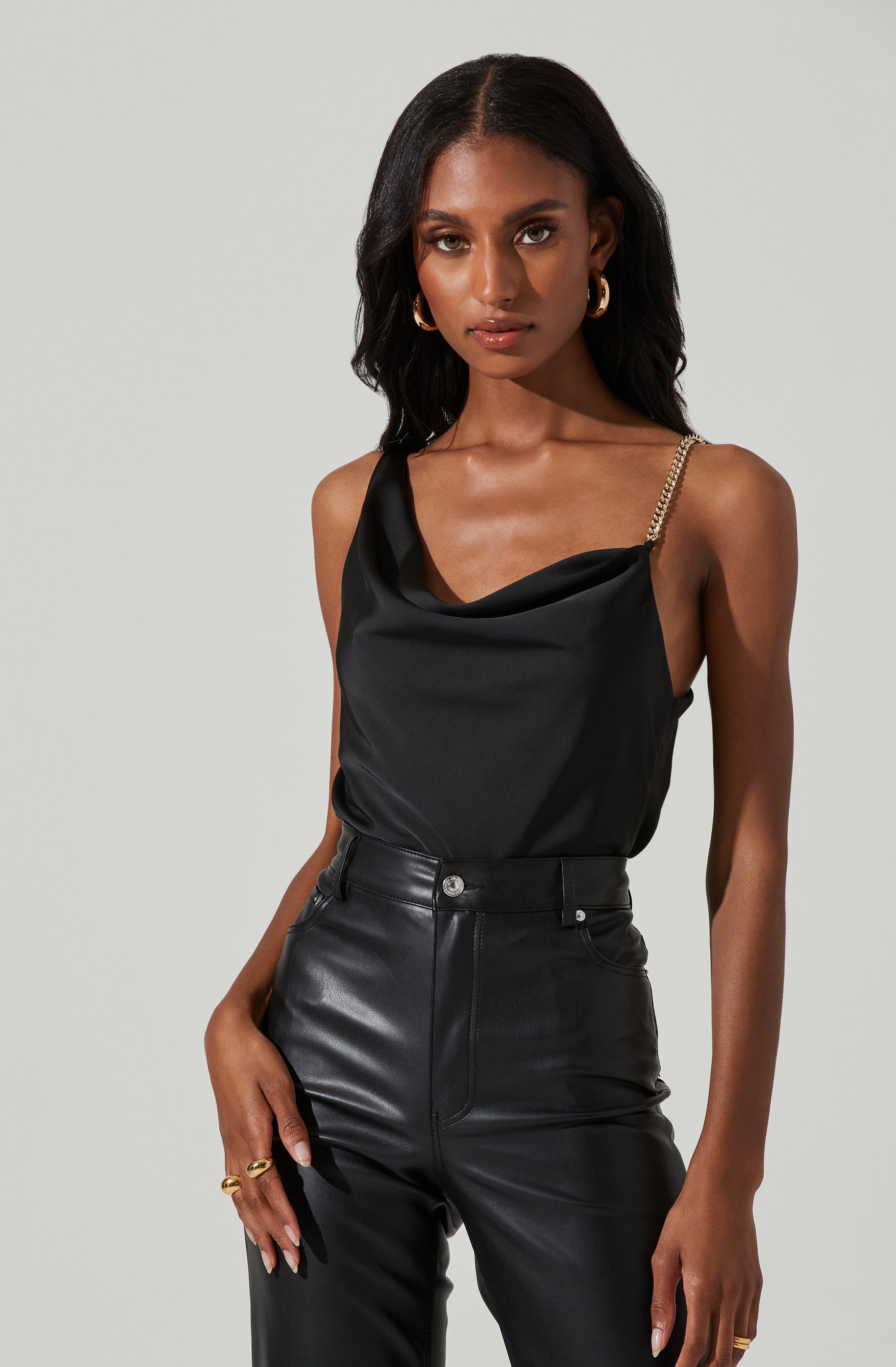 Larisa Satin Rhinestone Strap Top-Aljck