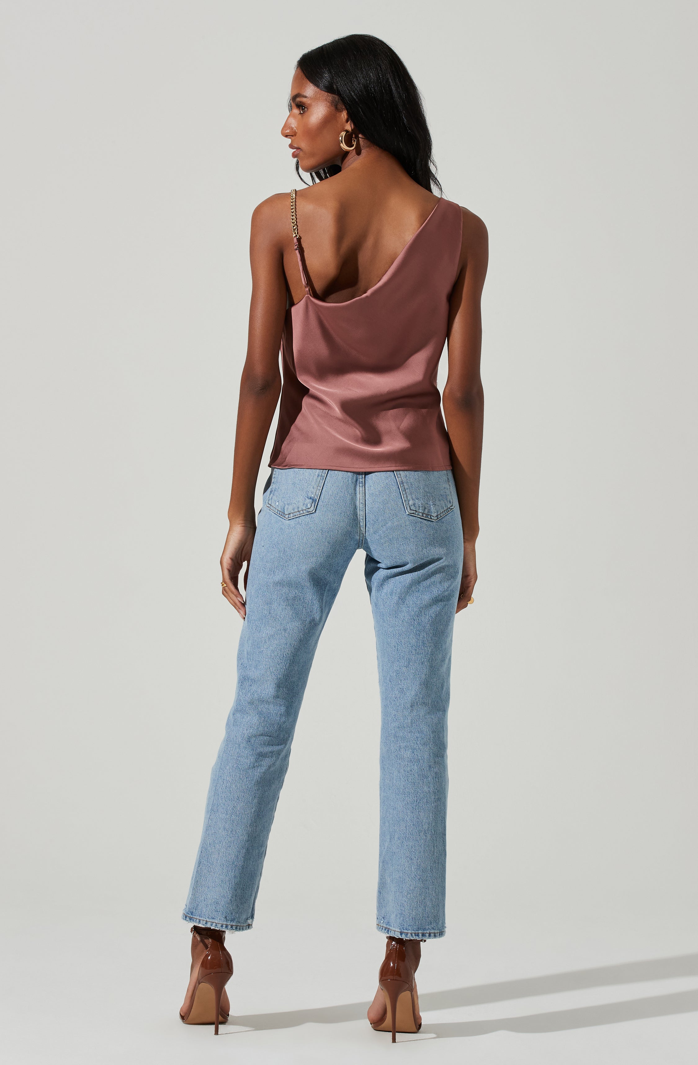 Larisa Satin Rhinestone Strap Top-Aljck