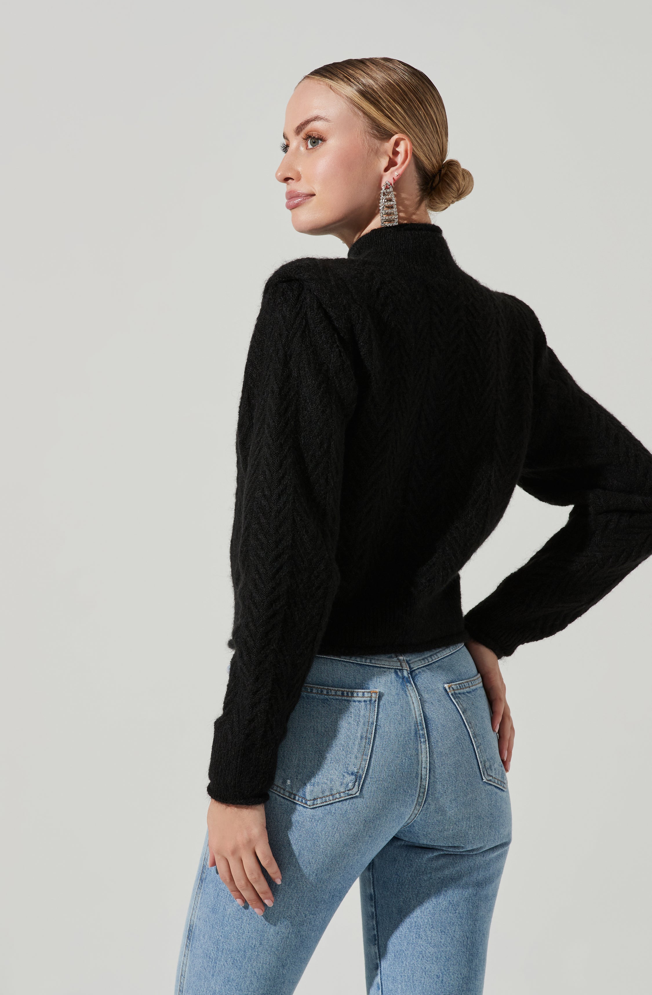 Carlota Cable Knit Mock Neck Sweater-Aljck