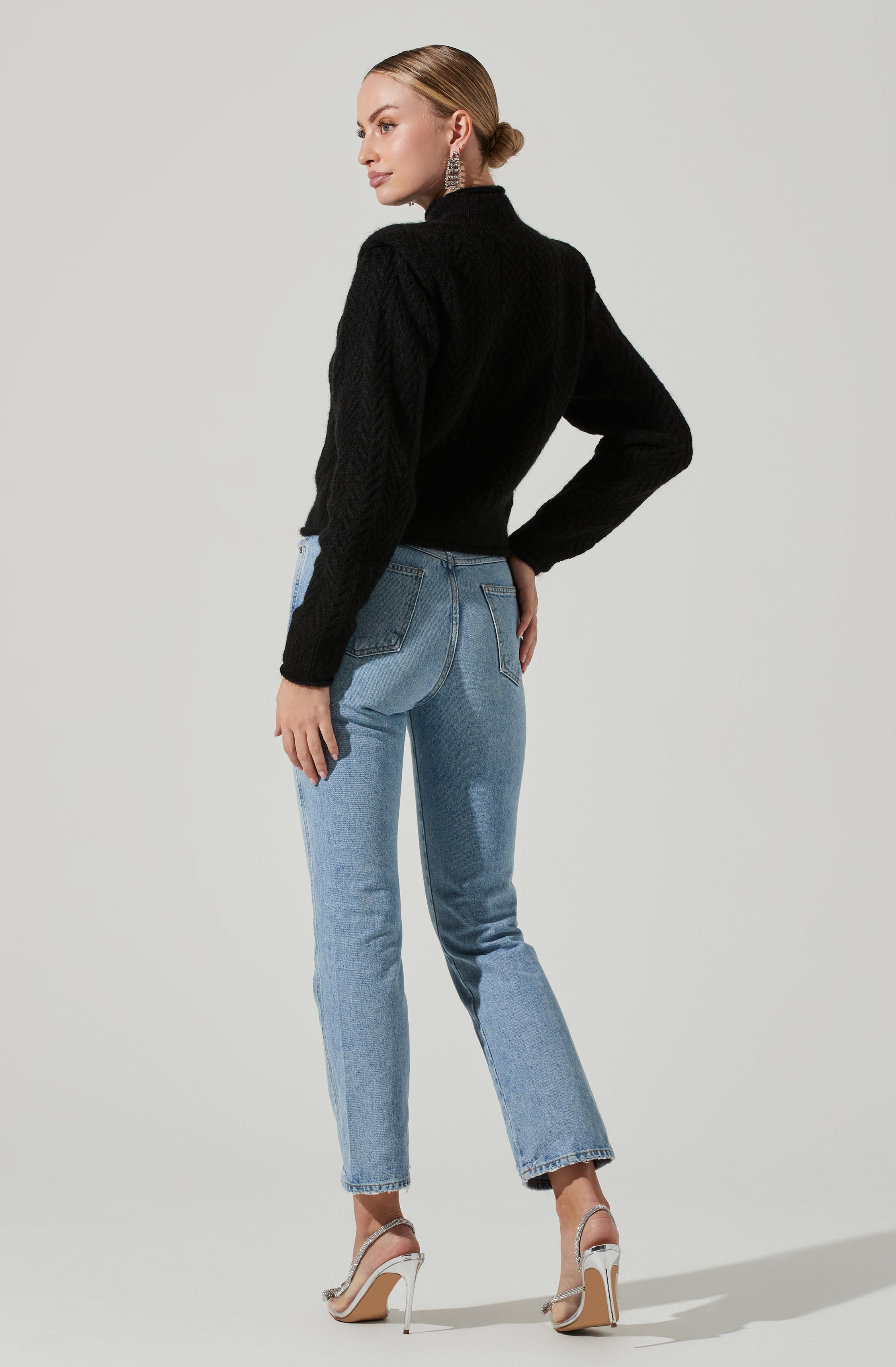 Carlota Cable Knit Mock Neck Sweater-Aljck