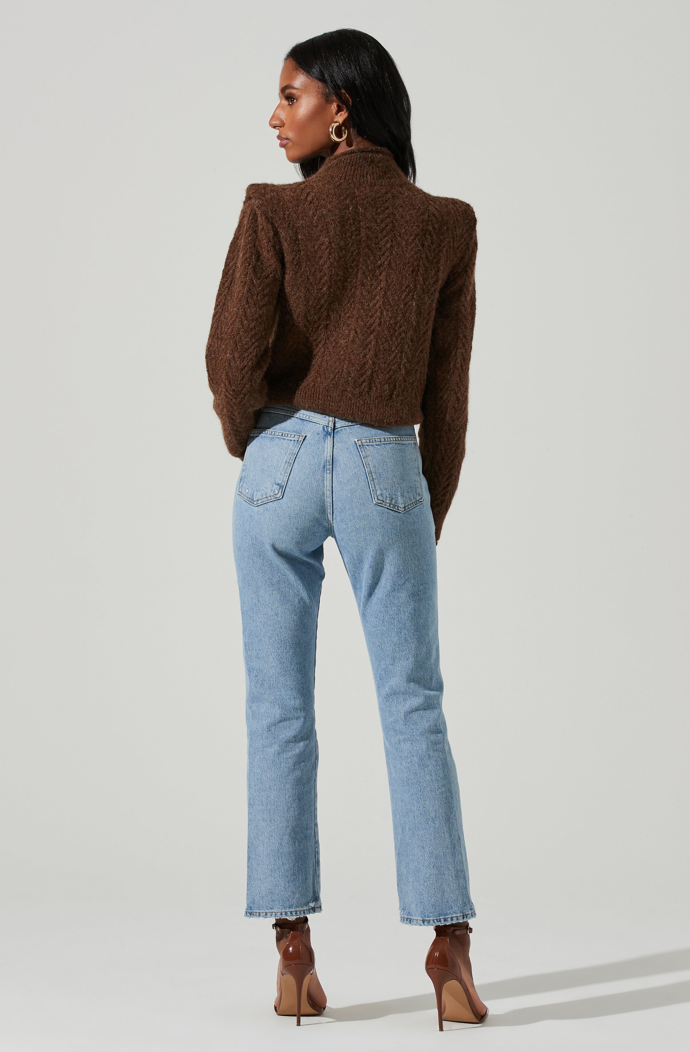 Carlota Cable Knit Mock Neck Sweater-Aljck