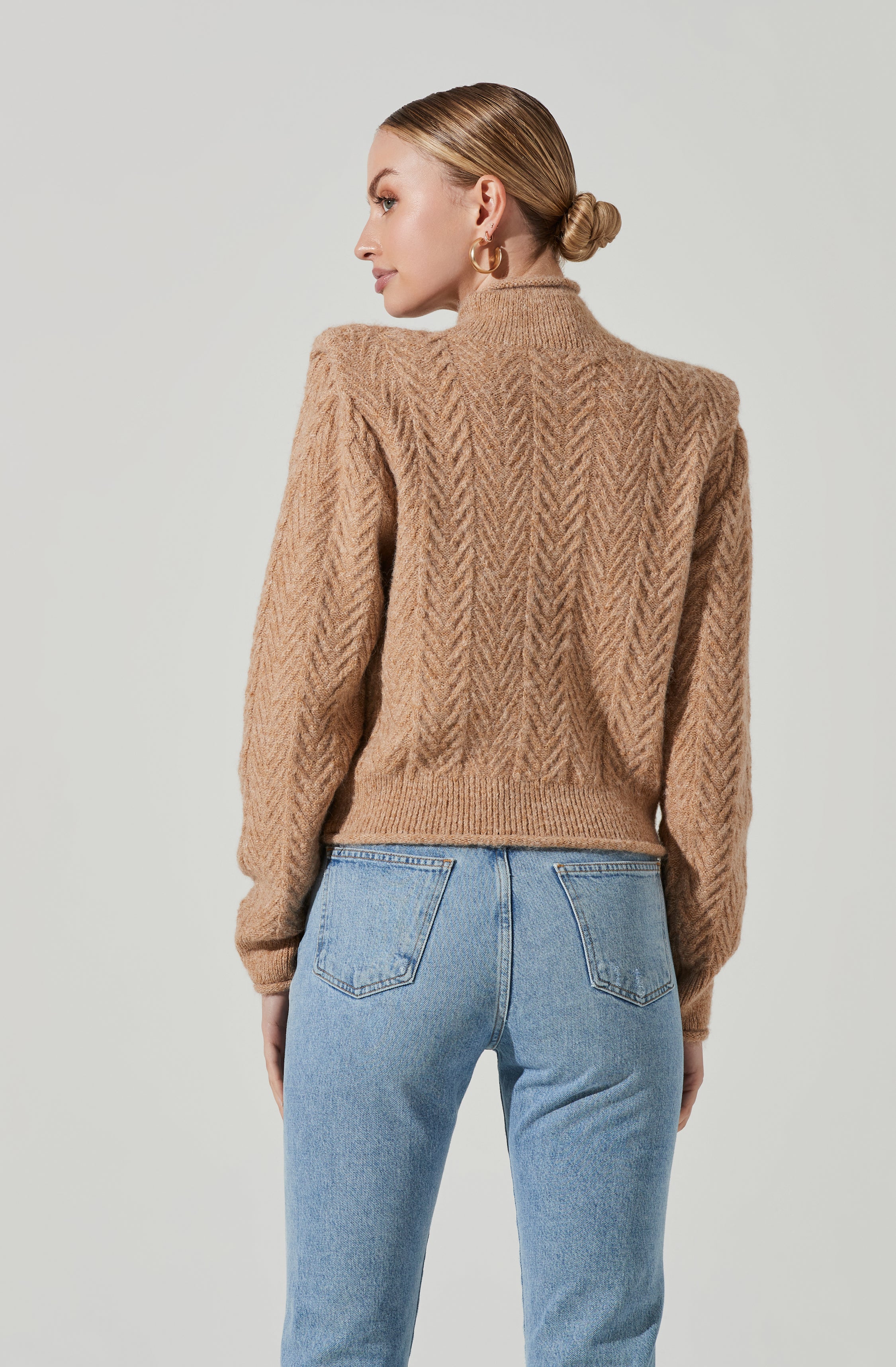 Carlota Cable Knit Mock Neck Sweater-Aljck