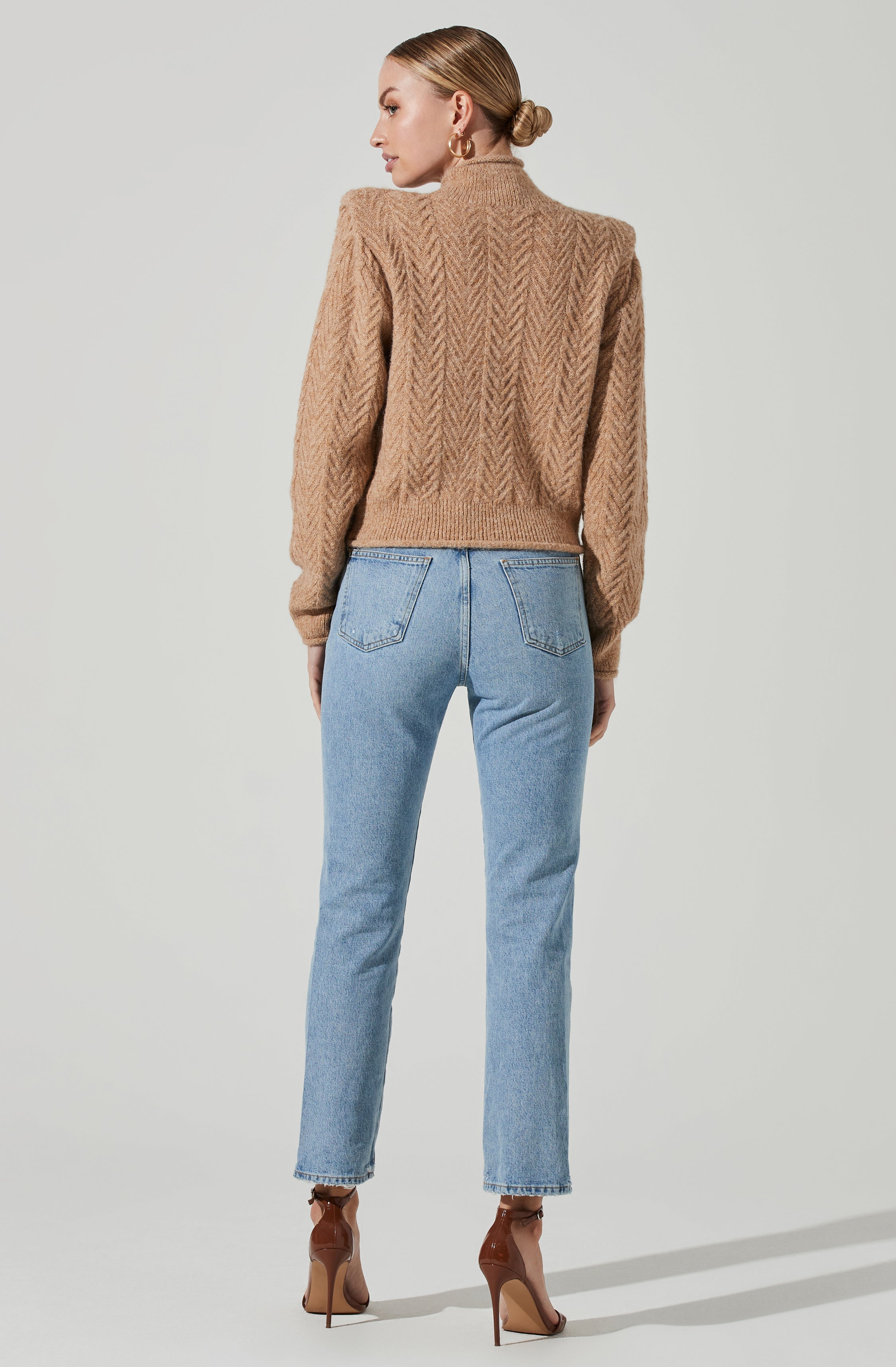 Carlota Cable Knit Mock Neck Sweater-Aljck
