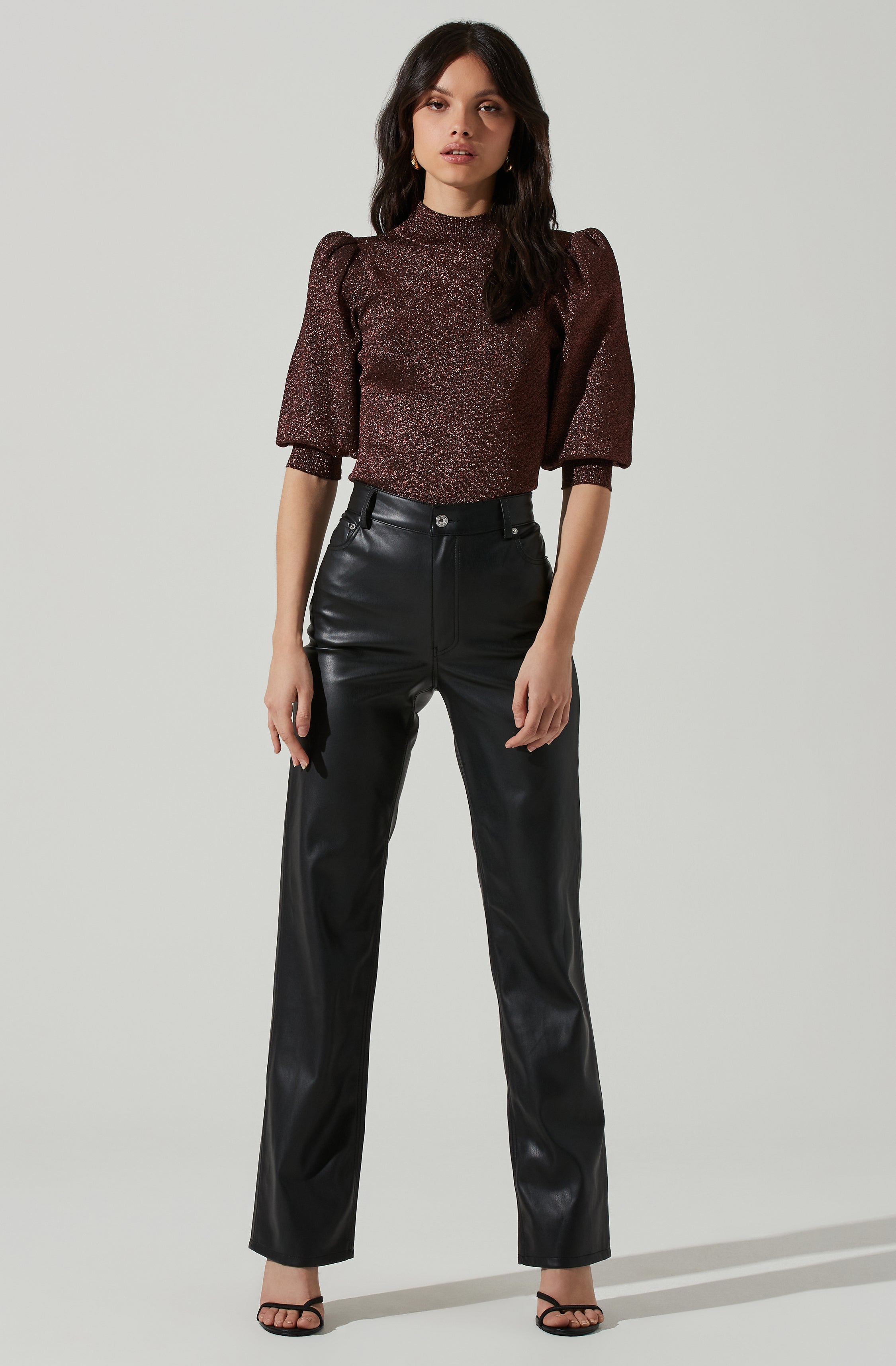 Kay Metallic Puff Sleeve Sweater-Aljck