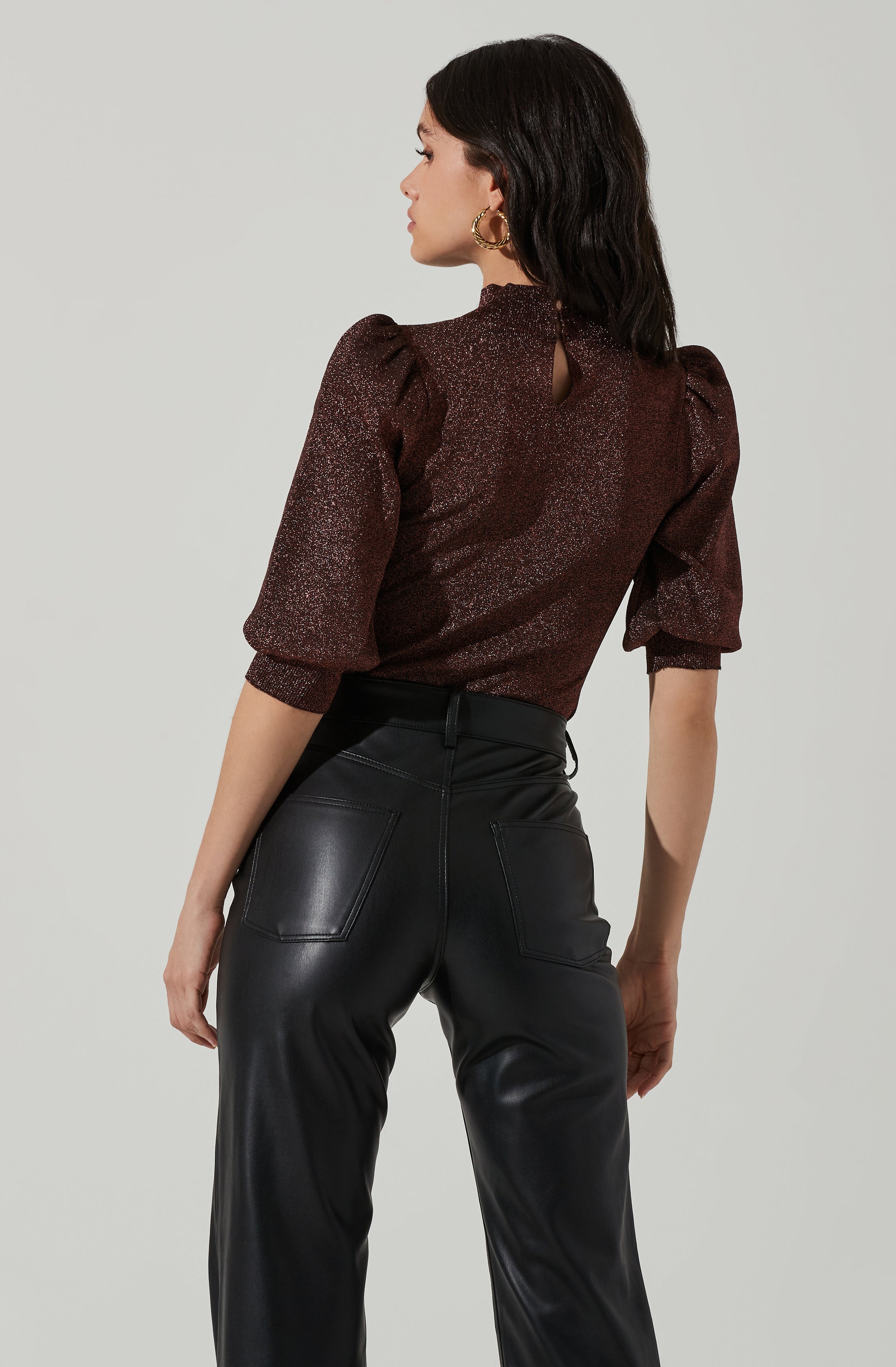 Kay Metallic Puff Sleeve Sweater-Aljck