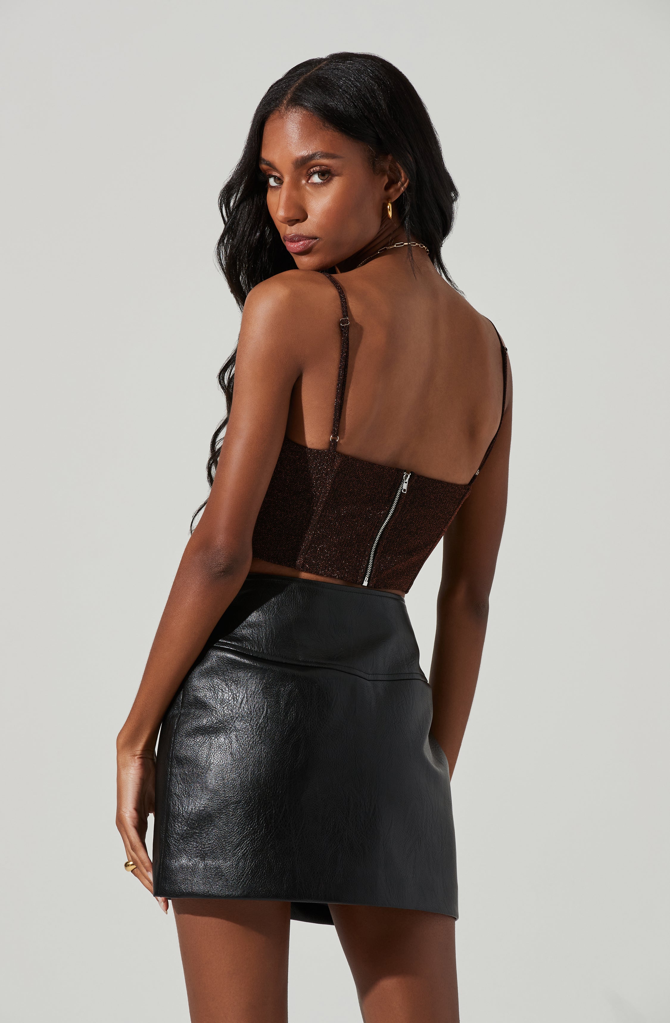 Suri Metallic Crop Top-Aljck