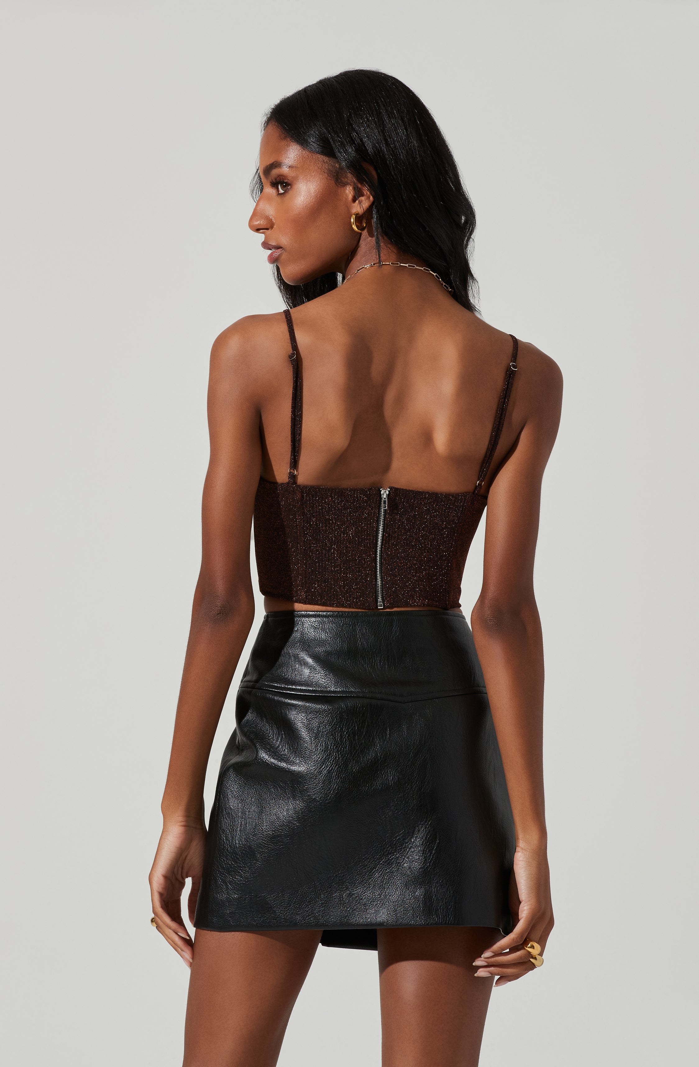 Suri Metallic Crop Top-Aljck