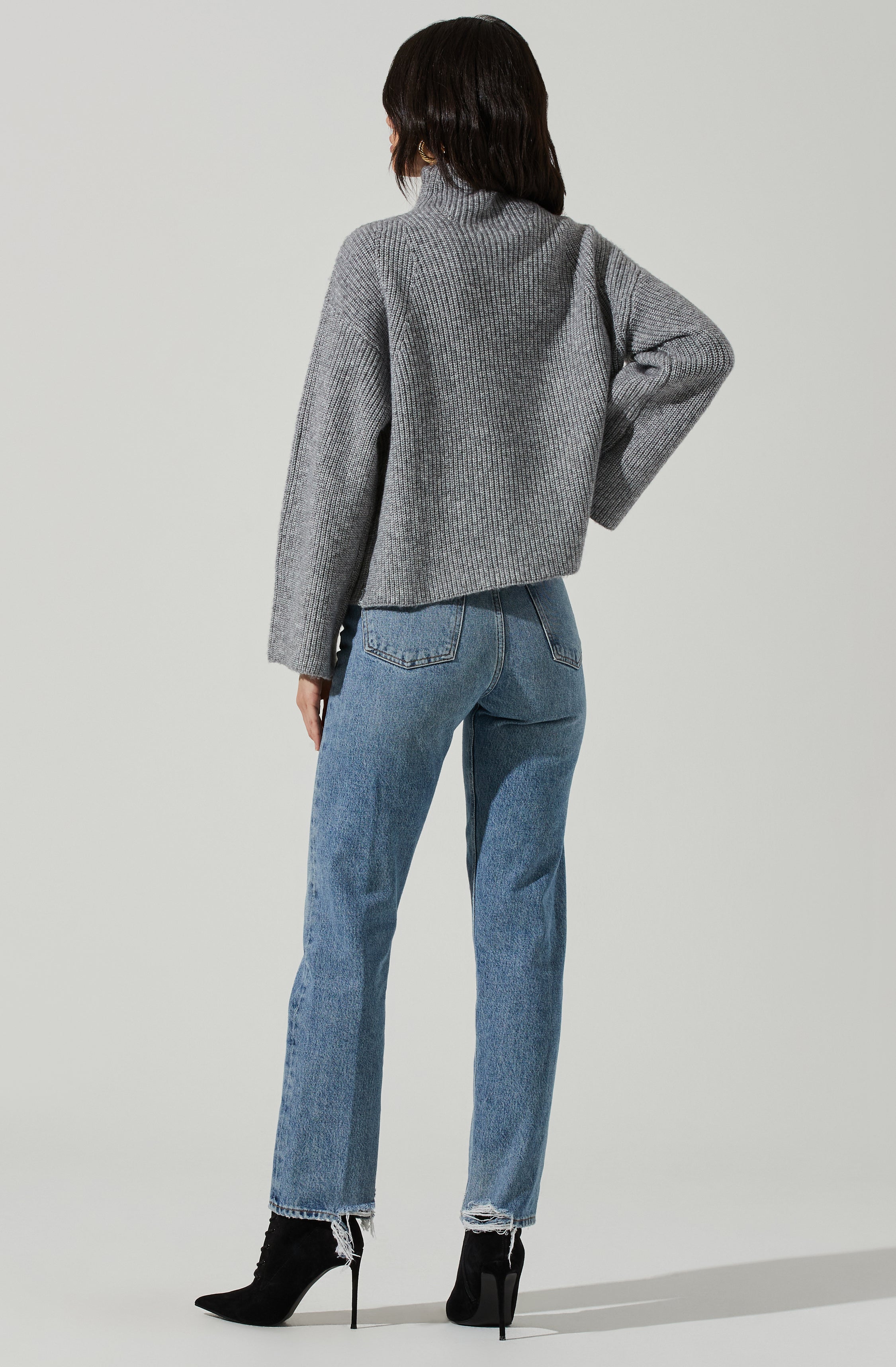 Wren Mock Neck Wrap Front Sweater-Aljck