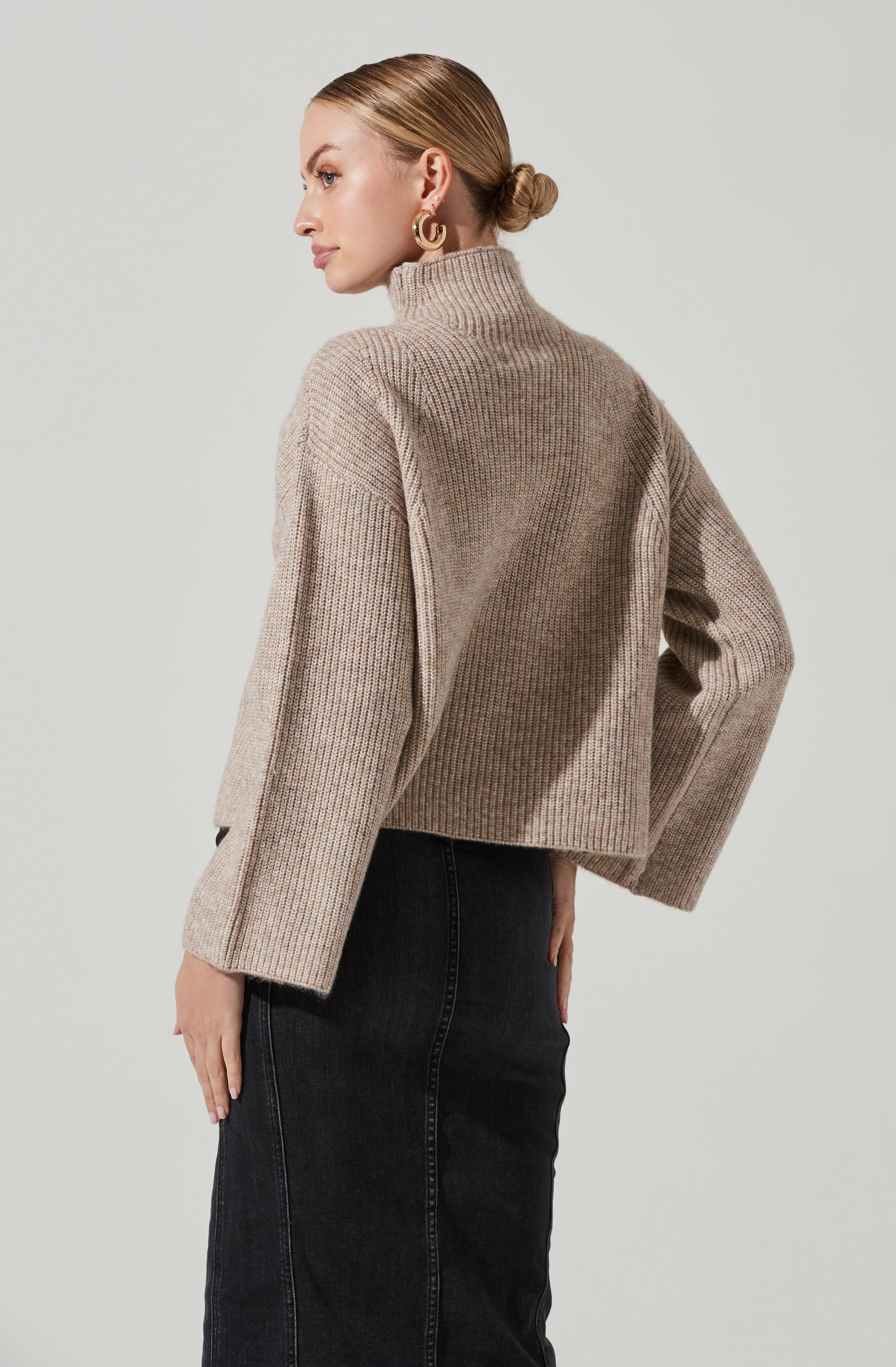 Wren Mock Neck Wrap Front Sweater-Aljck
