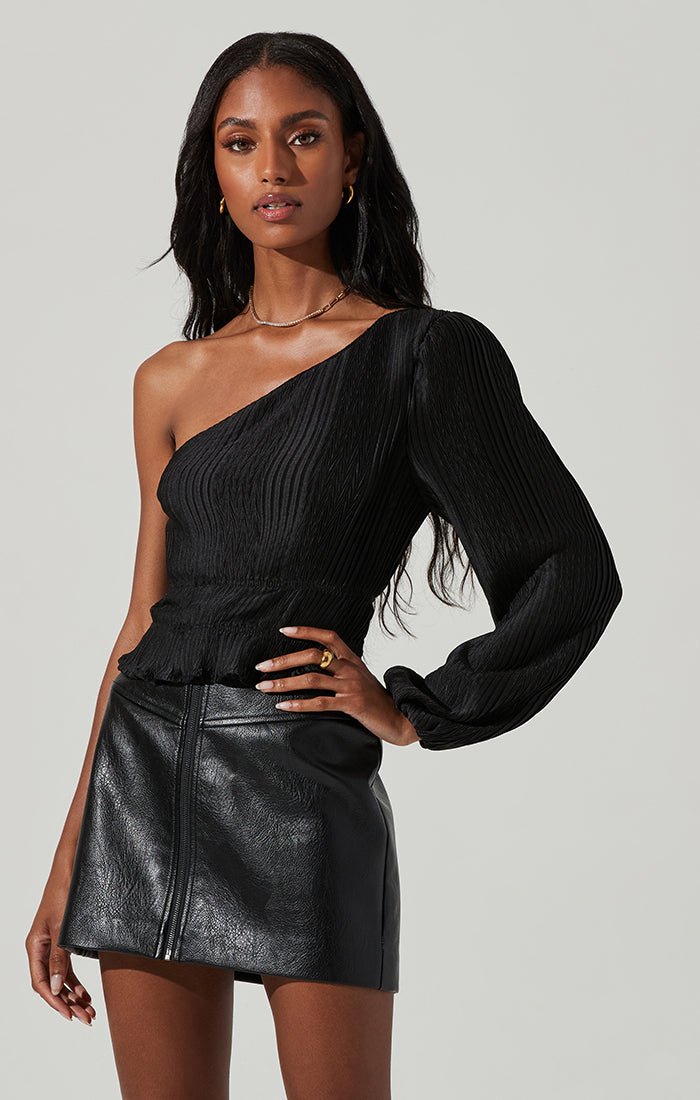 Zona Plisse One Shoulder Top-Aljck