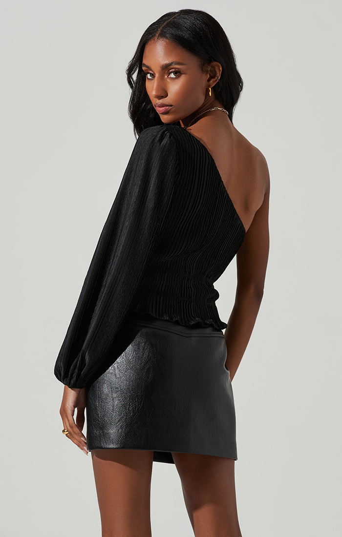 Zona Plisse One Shoulder Top-Aljck