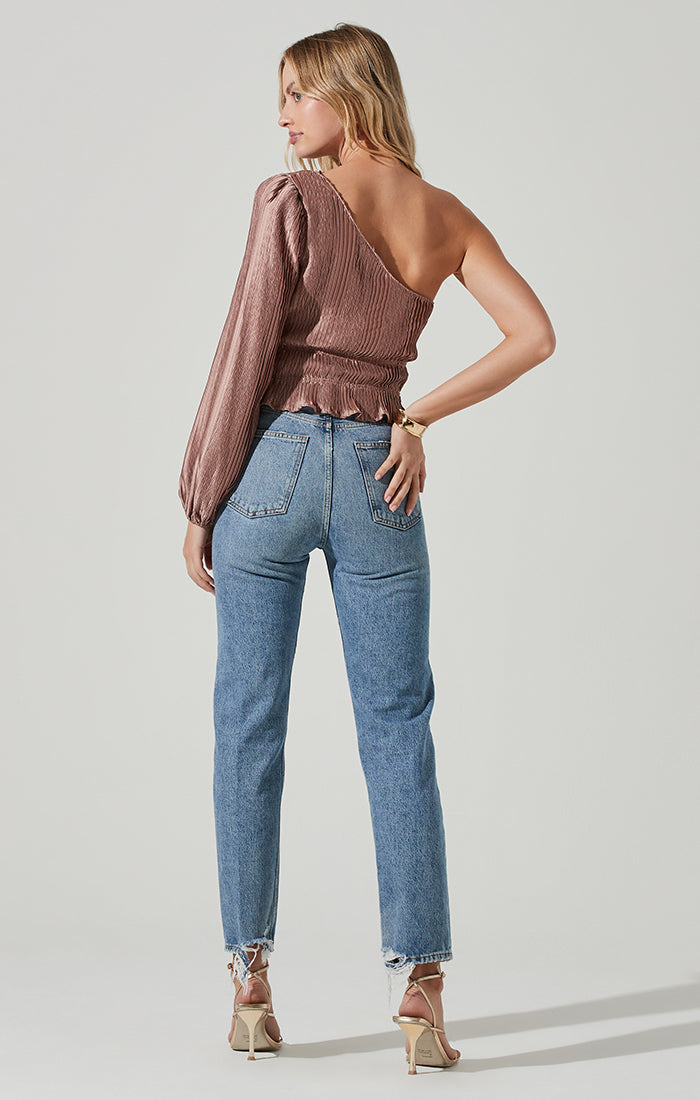 Zona Plisse One Shoulder Top-Aljck