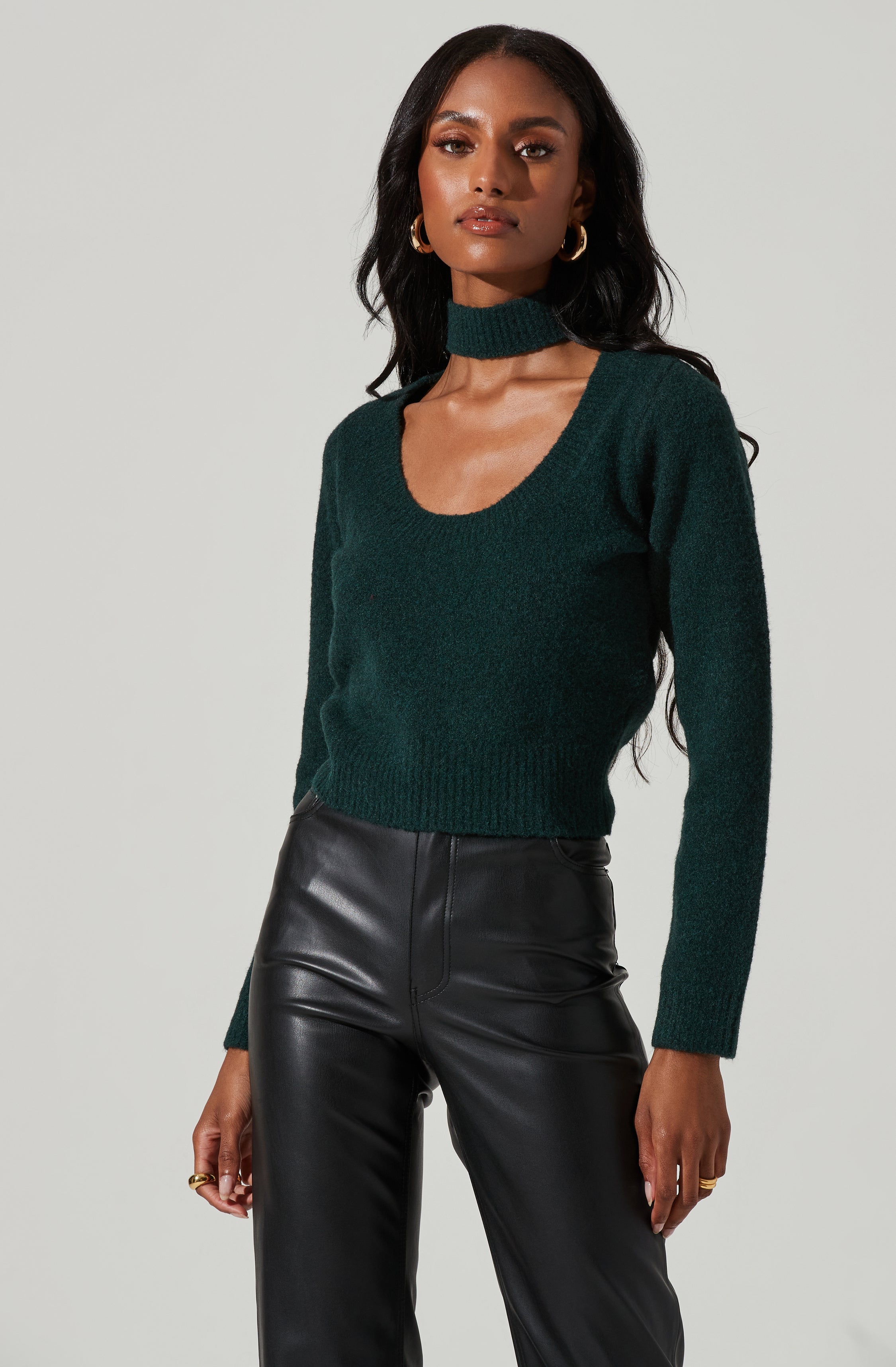 Marion Mock Neck Cutout Sweater-Aljck