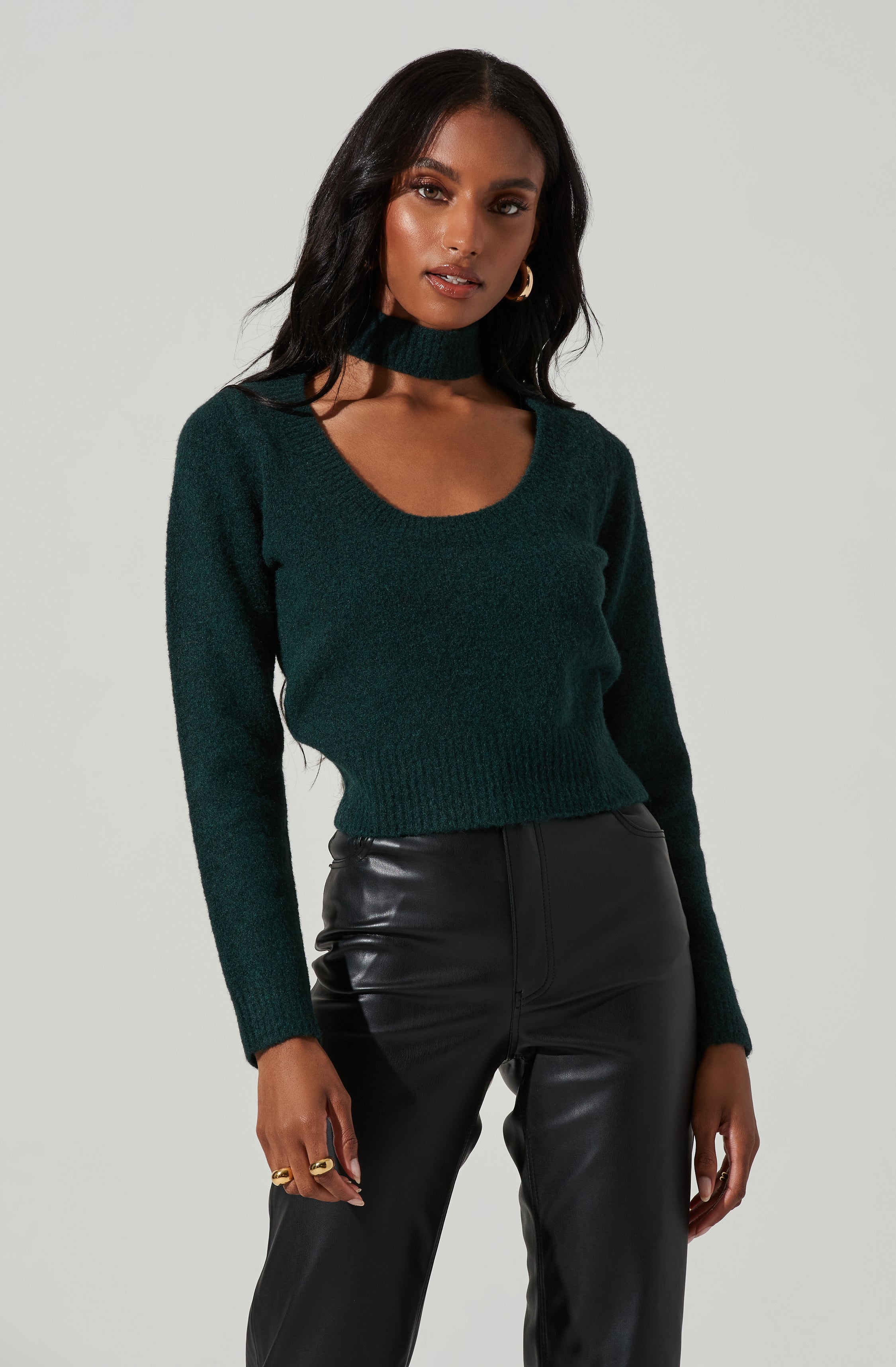 Marion Mock Neck Cutout Sweater-Aljck