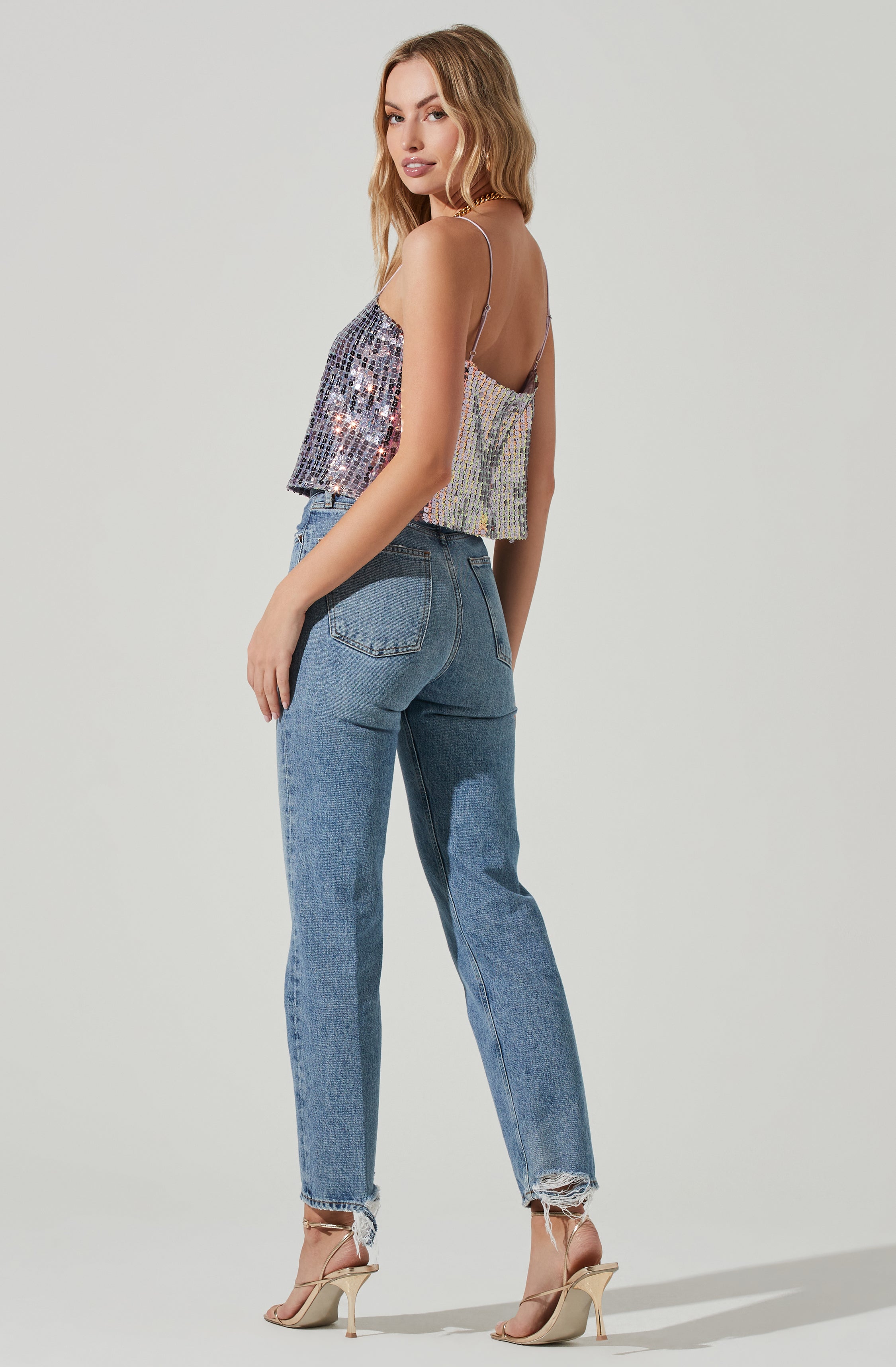 Luxoria Flower Sequin Top-Aljck