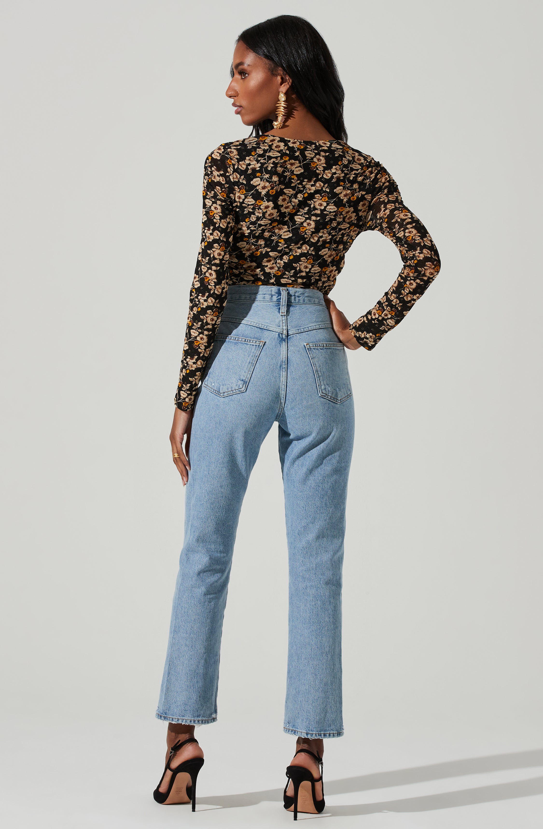 Demelza Floral Square Neck Top-Aljck