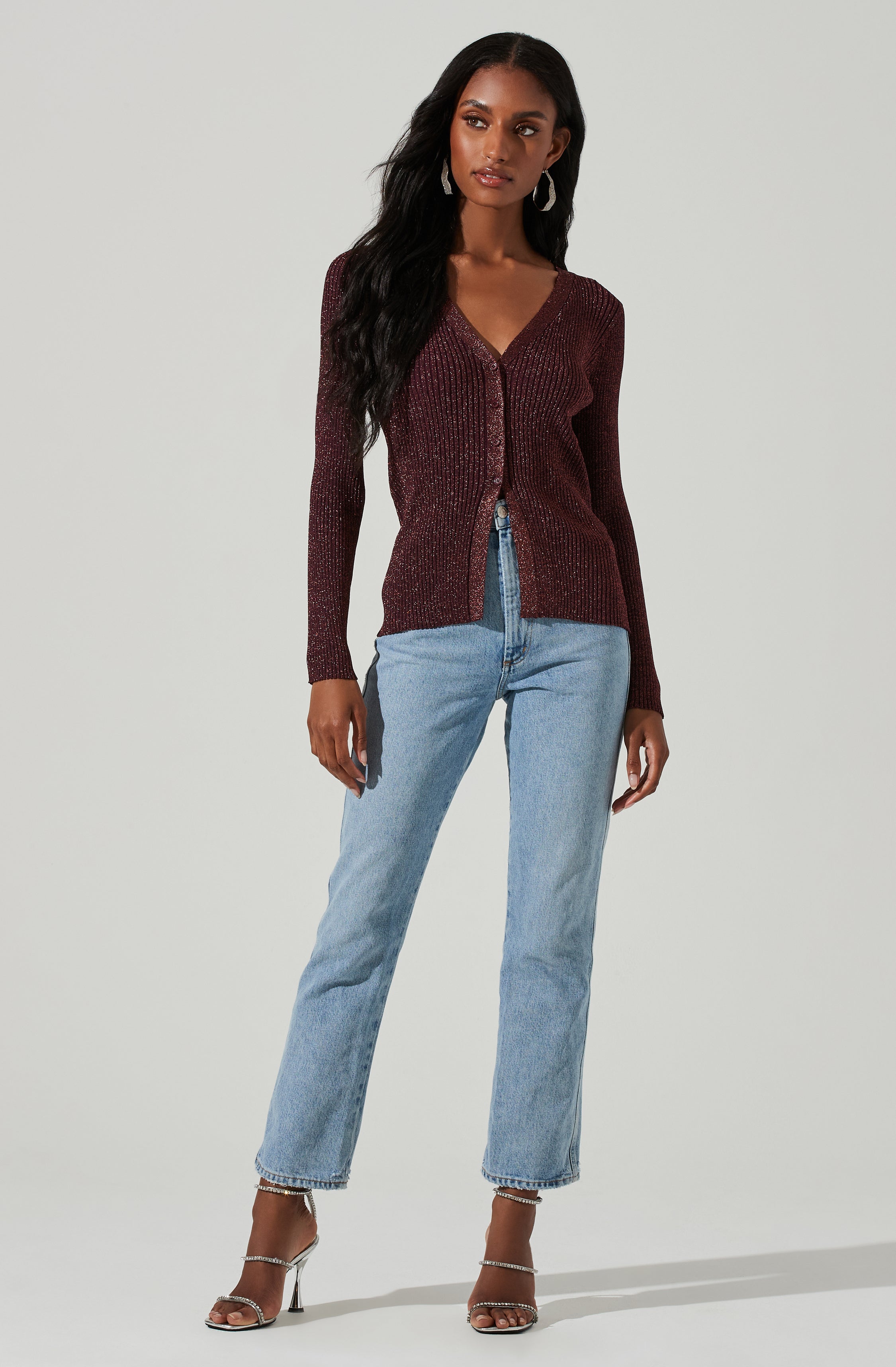 Maude Metallic Button Down Sweater-Aljck