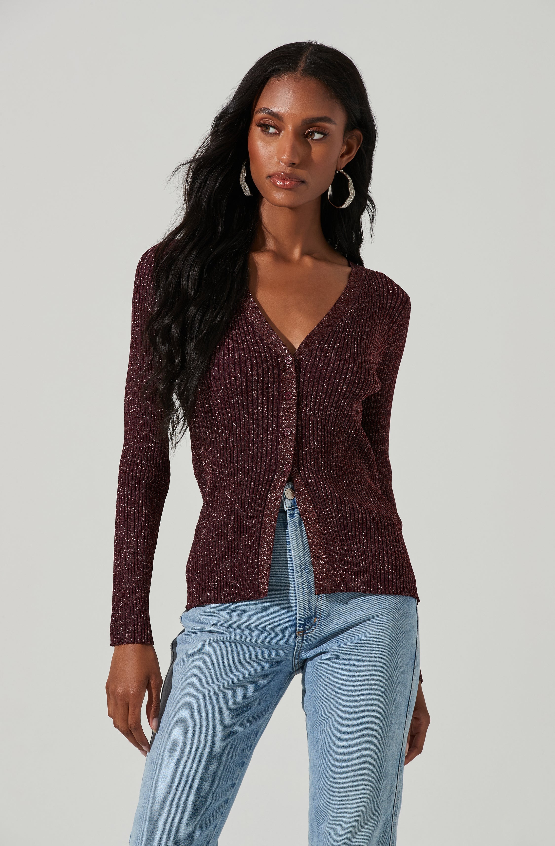 Maude Metallic Button Down Sweater-Aljck