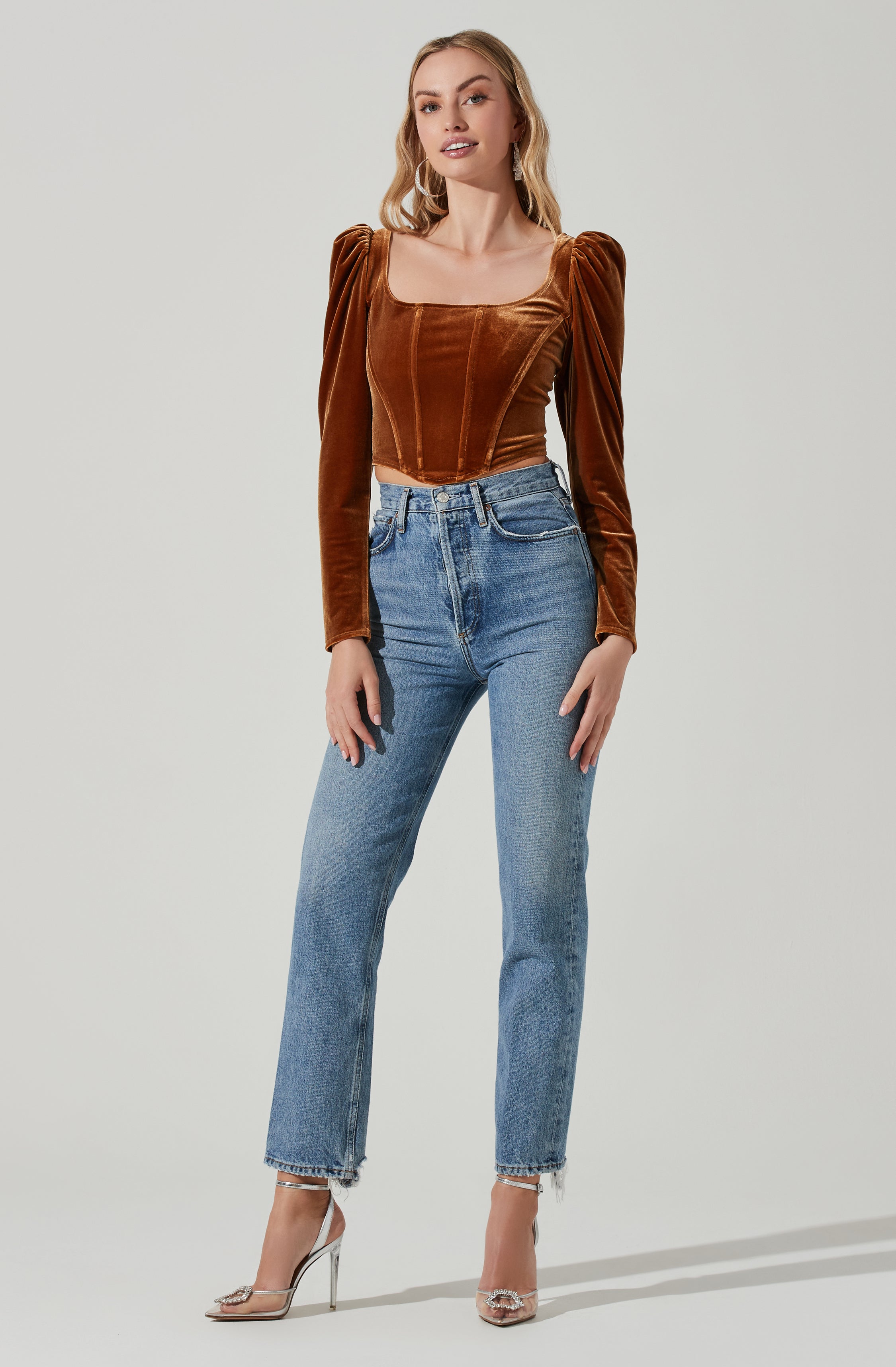 Ashbury Velvet Corset Long Sleeve Top-Aljck
