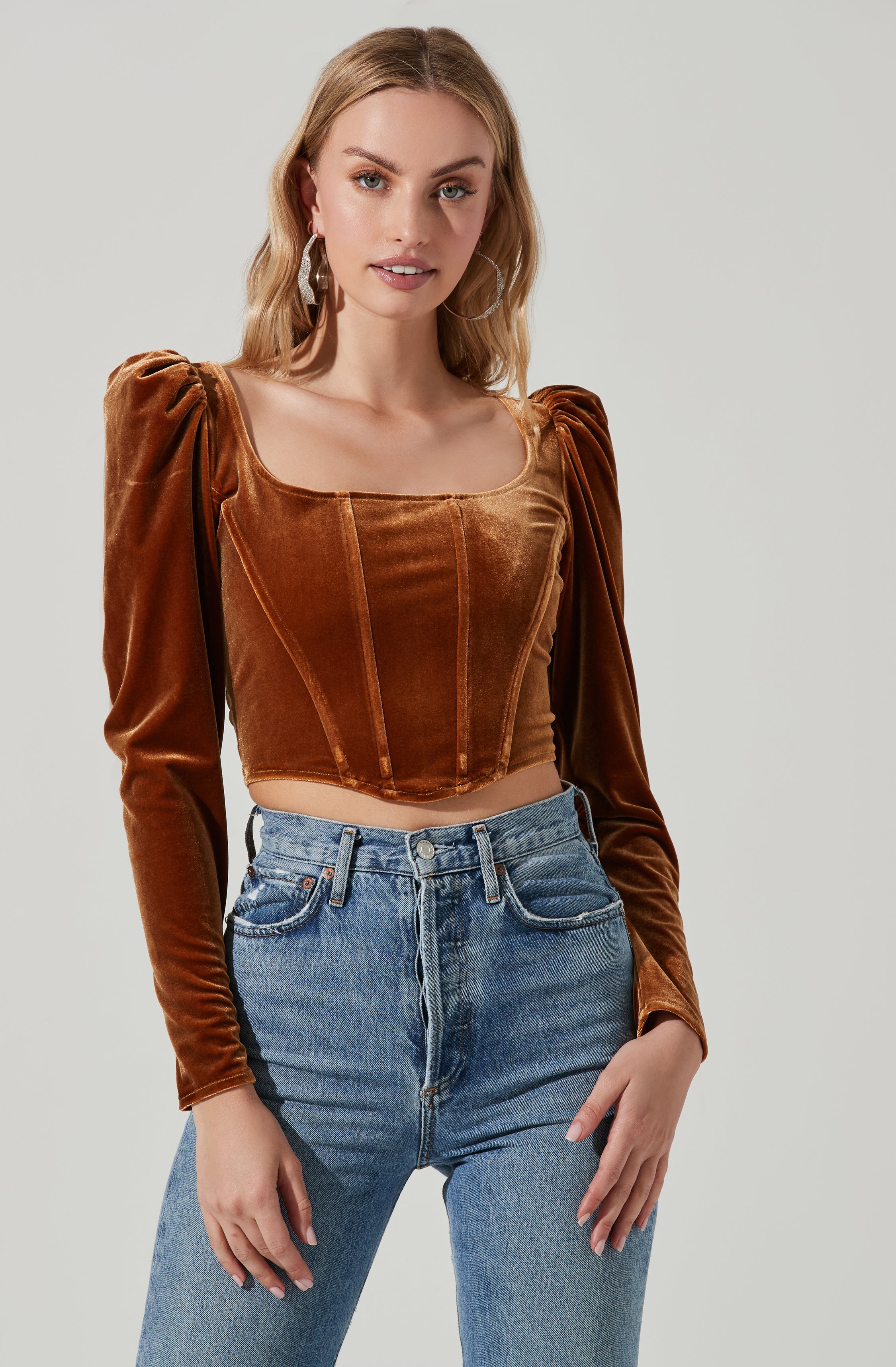 Ashbury Velvet Corset Long Sleeve Top-Aljck