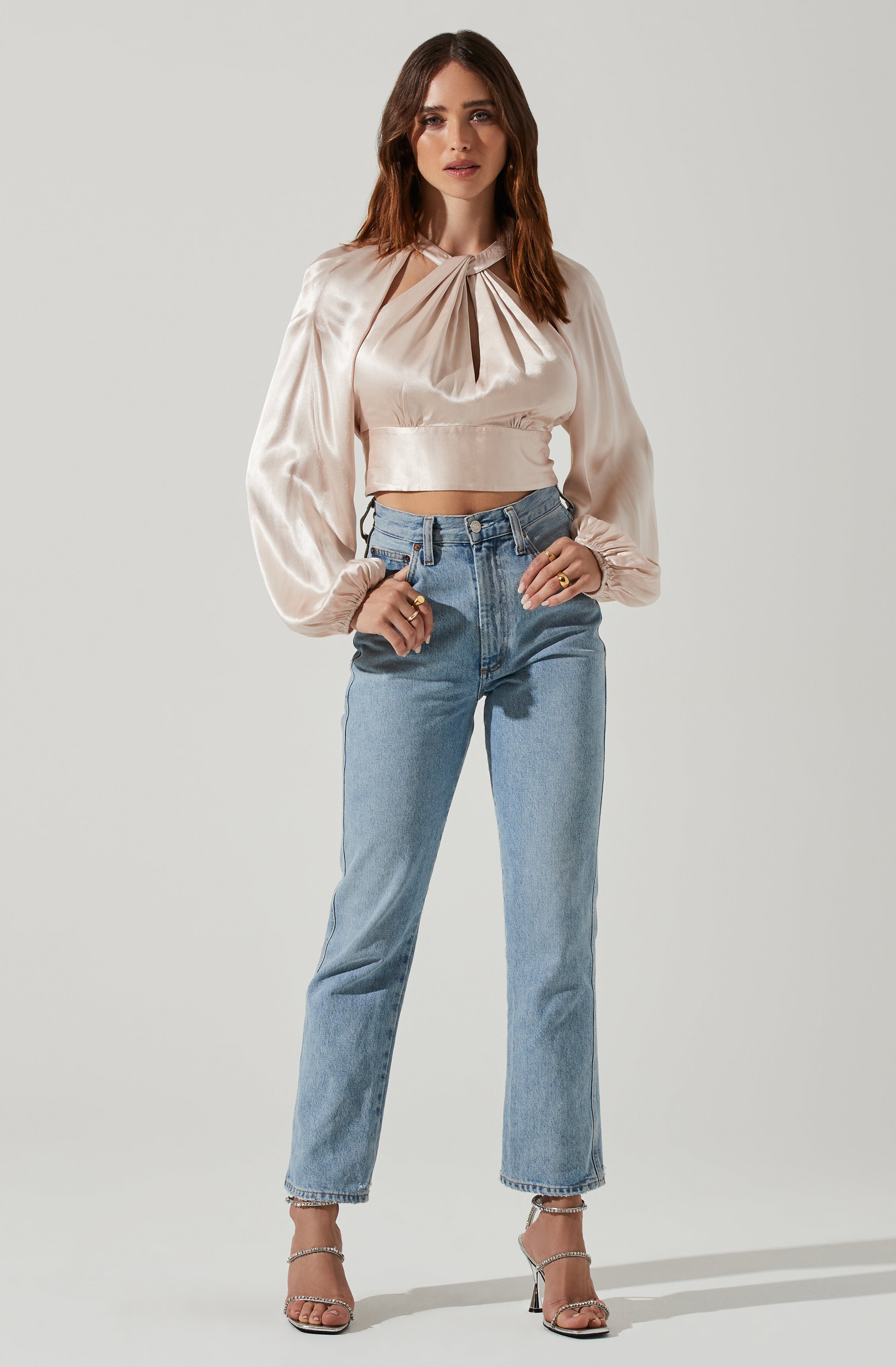 Idara Satin Open Back Top-Aljck