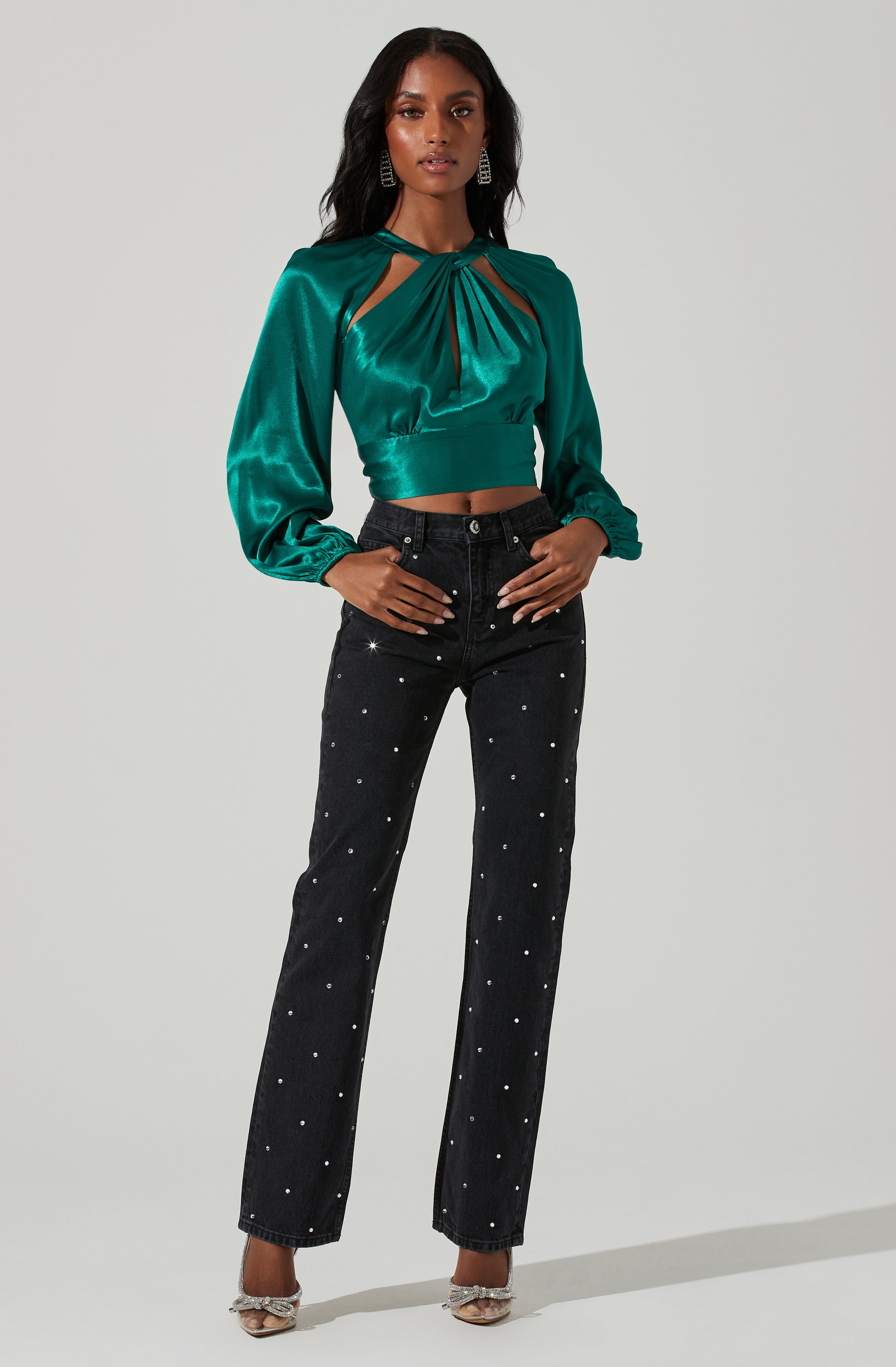 Idara Satin Open Back Top-Aljck