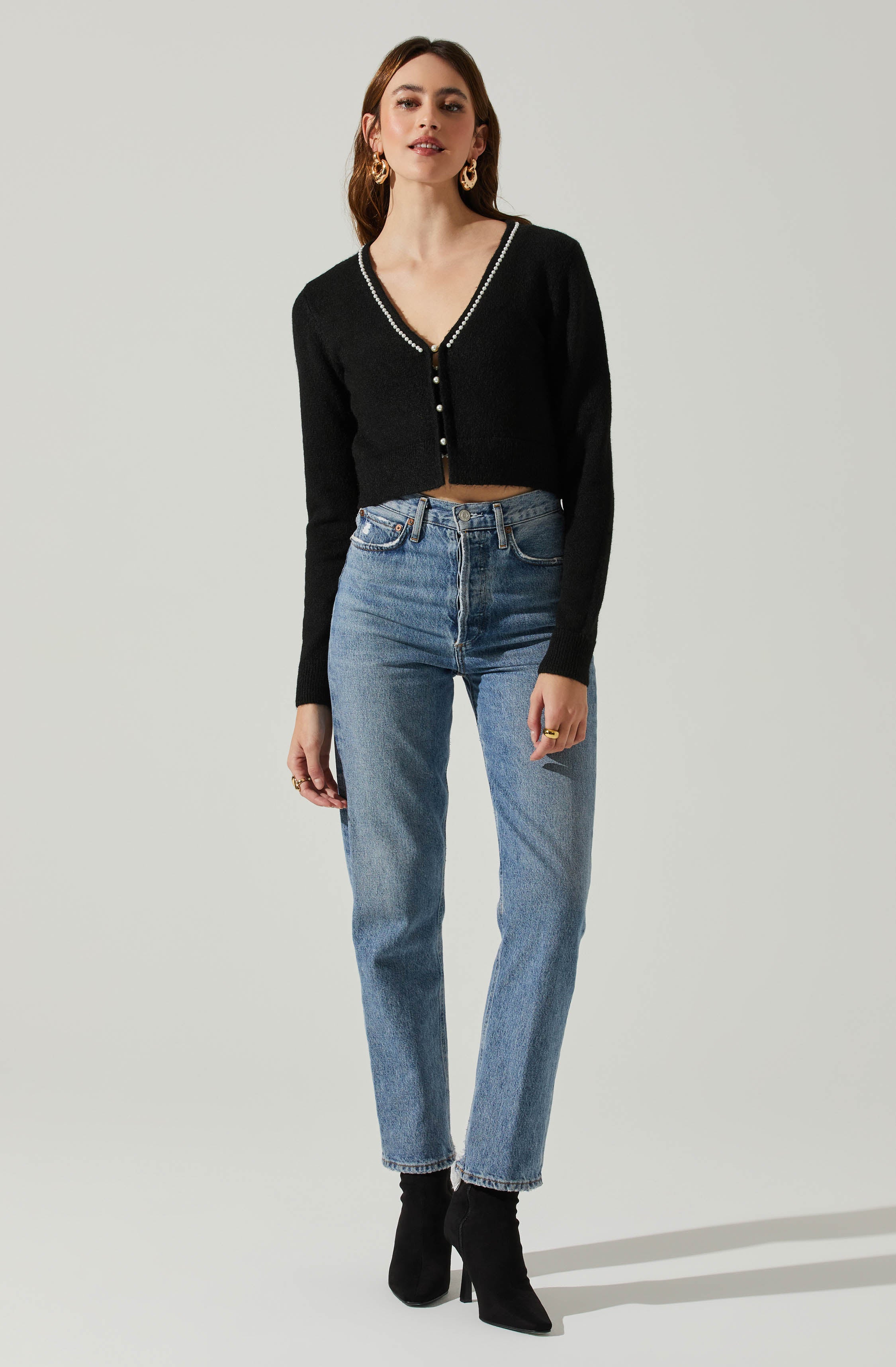 Melissa Pearl Embellished Cardigan Sweater-Aljck