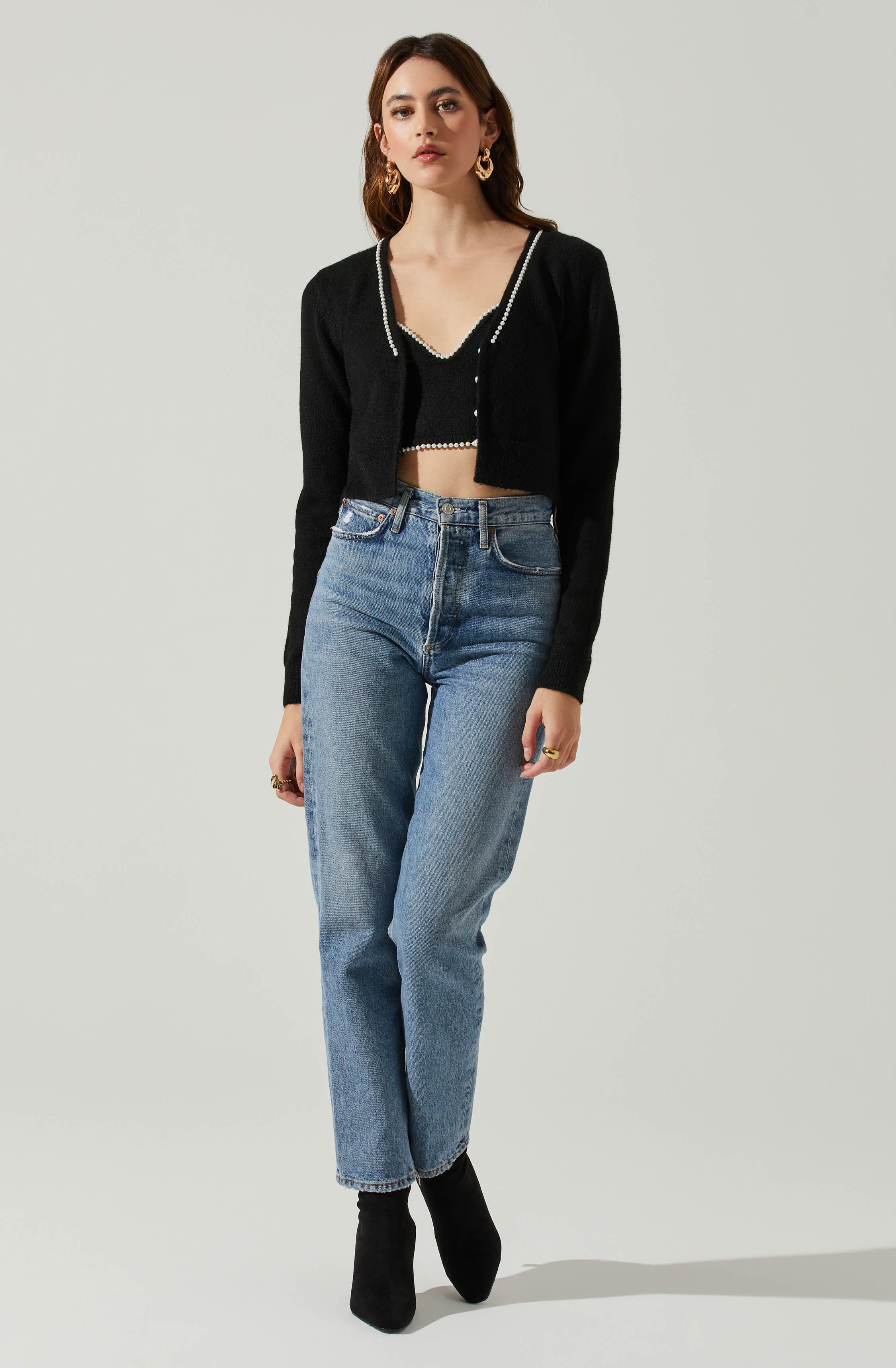 Melissa Pearl Embellished Cardigan Sweater-Aljck