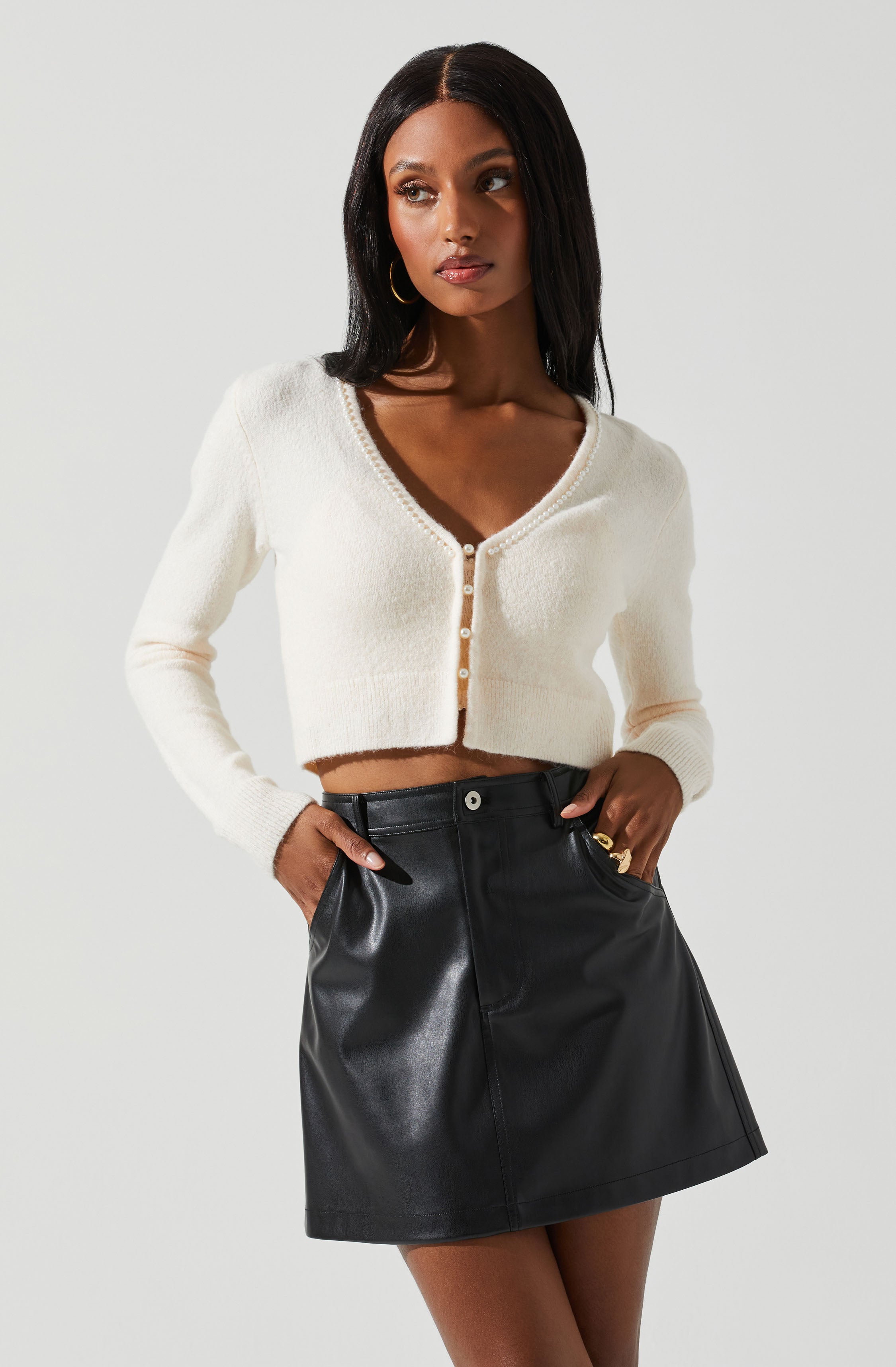 Melissa Pearl Embellished Cardigan Sweater-Aljck