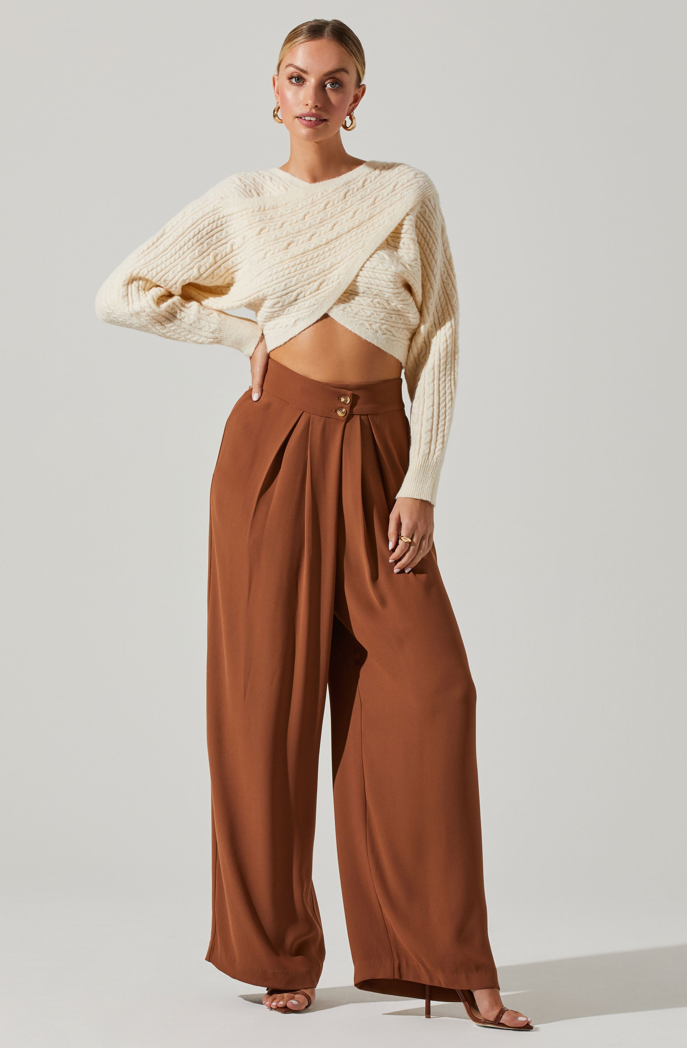 Mariana Reversible Cable Knit Wrap Sweater-Aljck