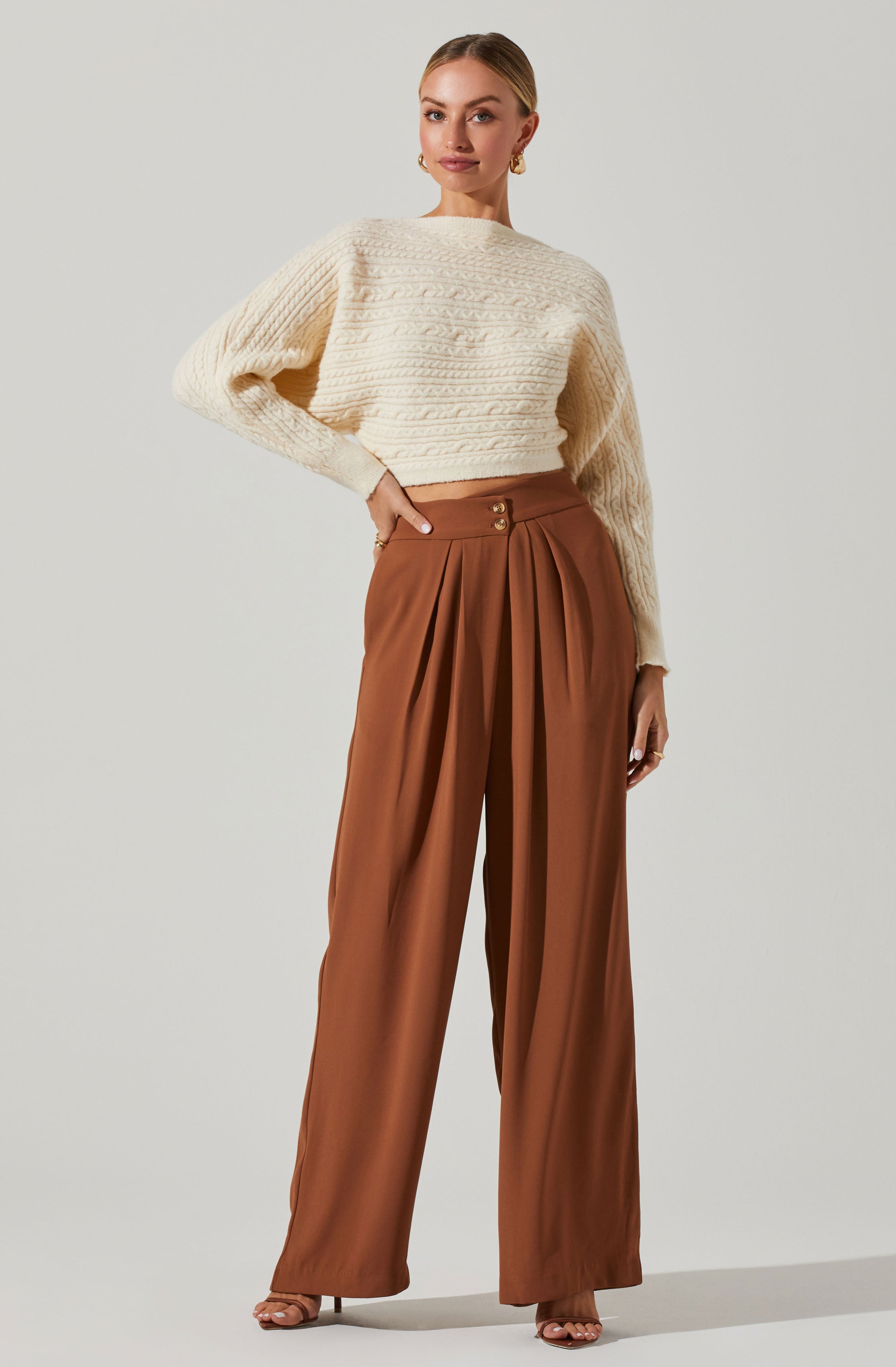 Mariana Reversible Cable Knit Wrap Sweater-Aljck