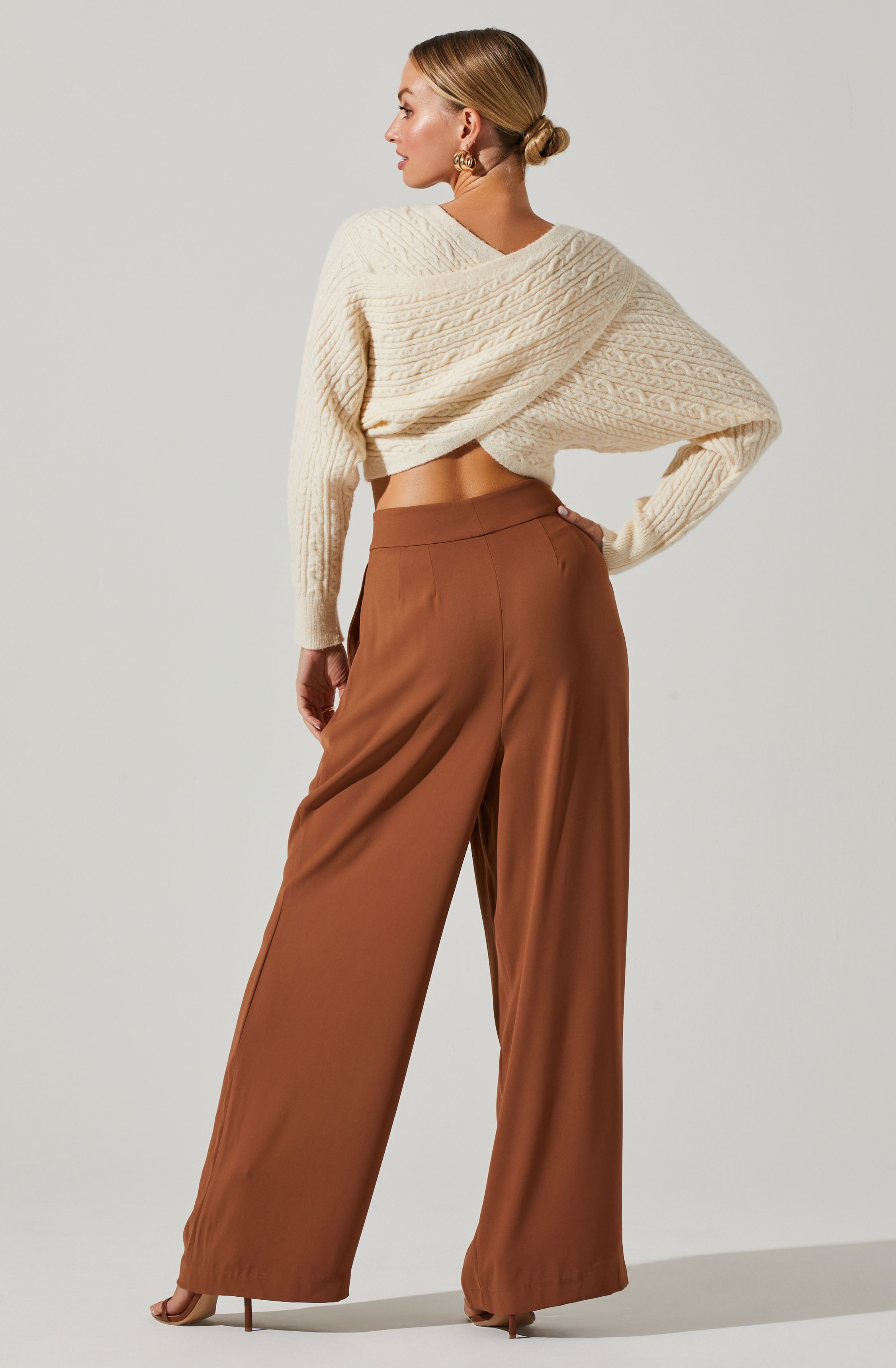 Mariana Reversible Cable Knit Wrap Sweater-Aljck
