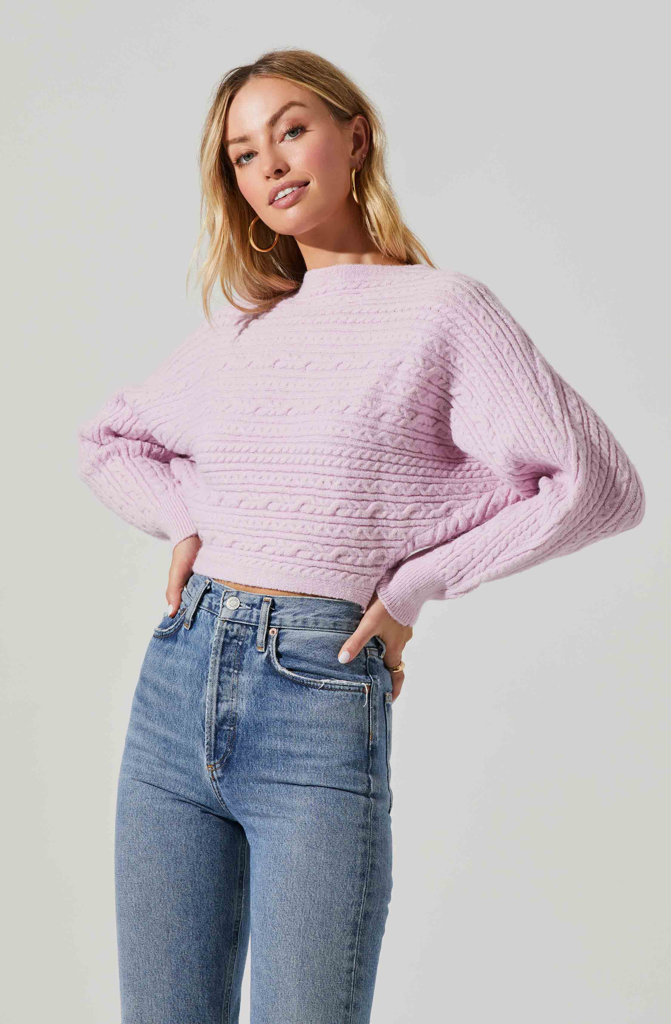 Mariana Reversible Cable Knit Wrap Sweater-Aljck