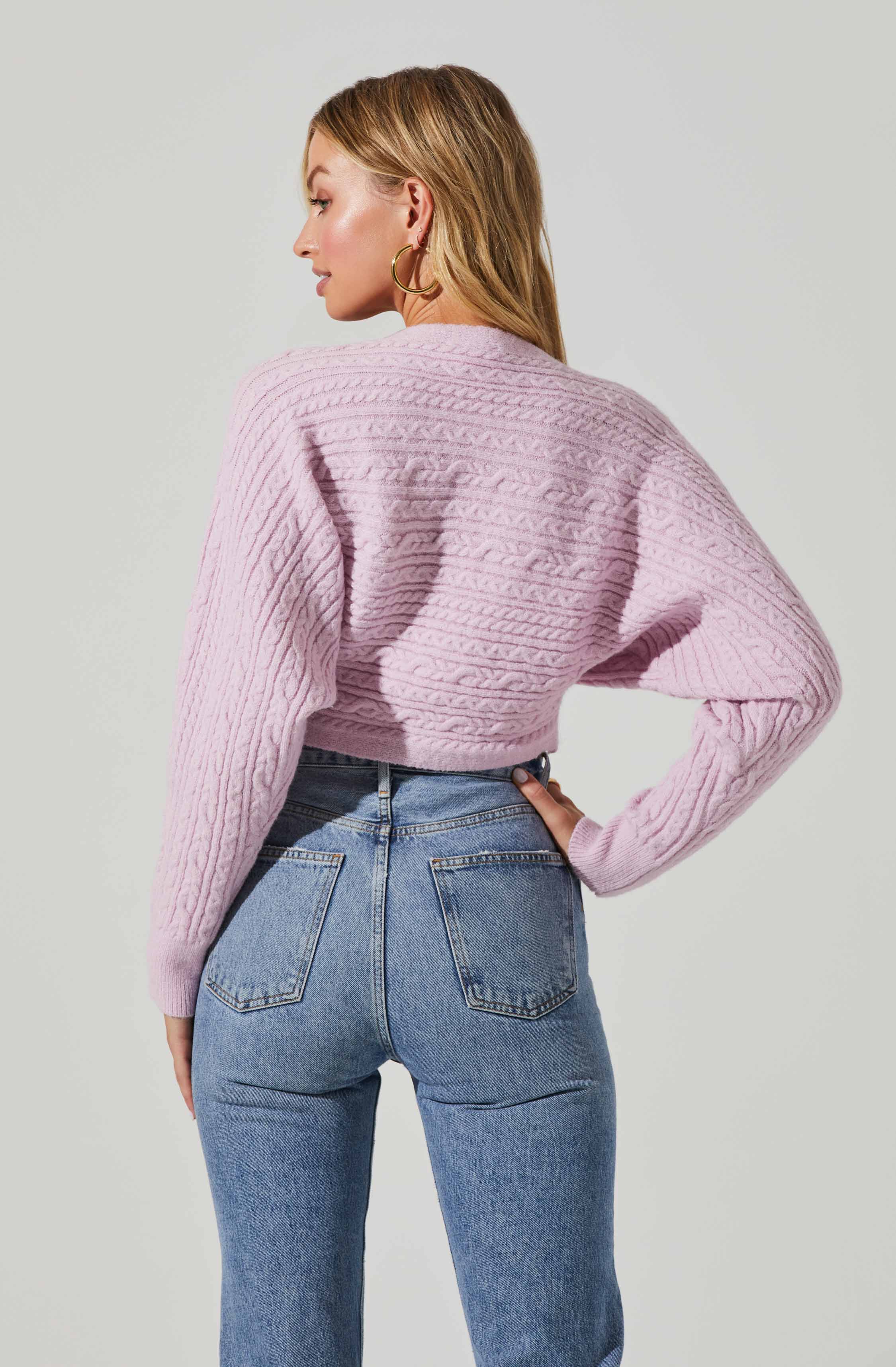 Mariana Reversible Cable Knit Wrap Sweater-Aljck