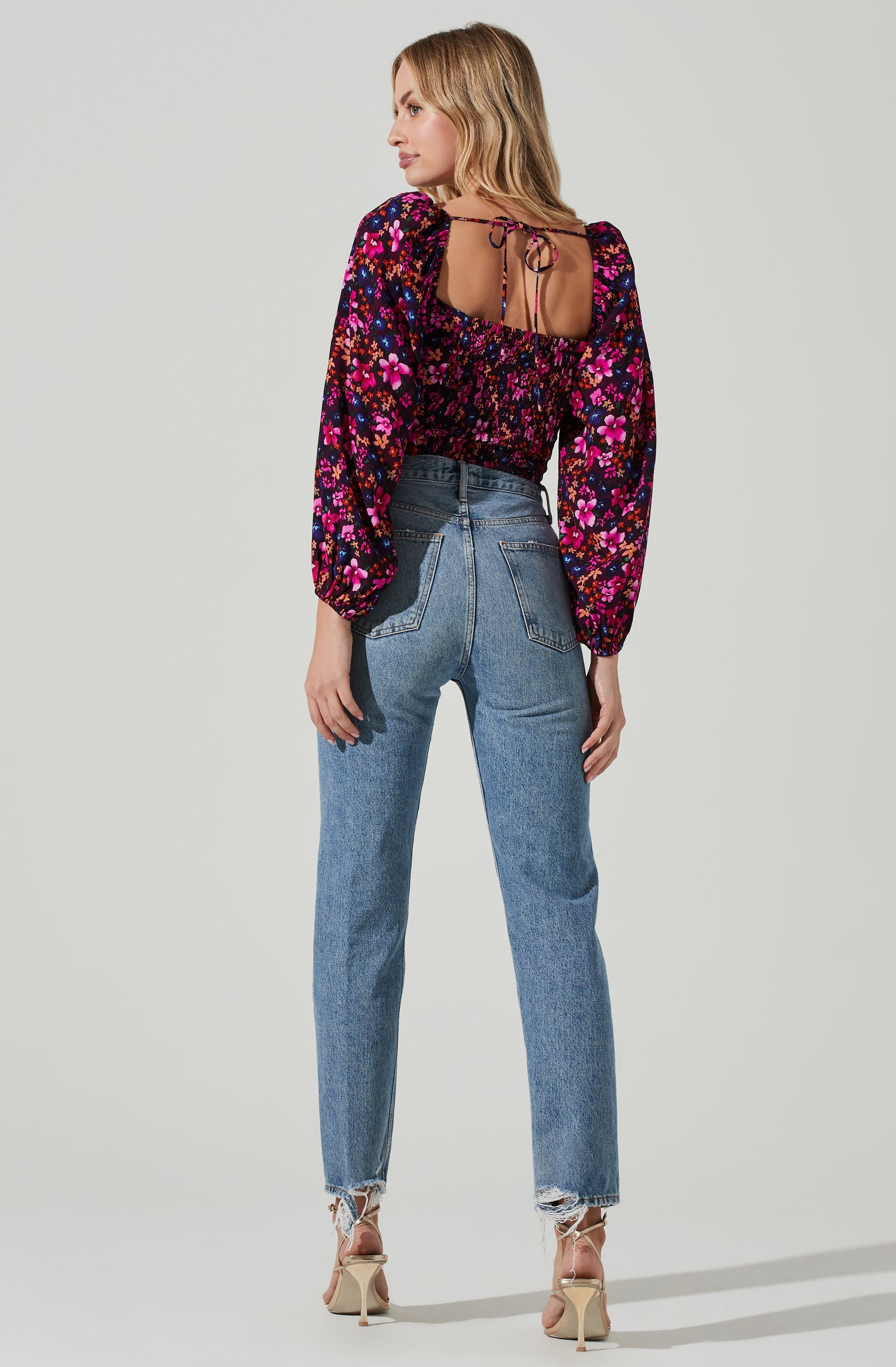 Edwina Floral Corset Long Sleeve Top-Aljck