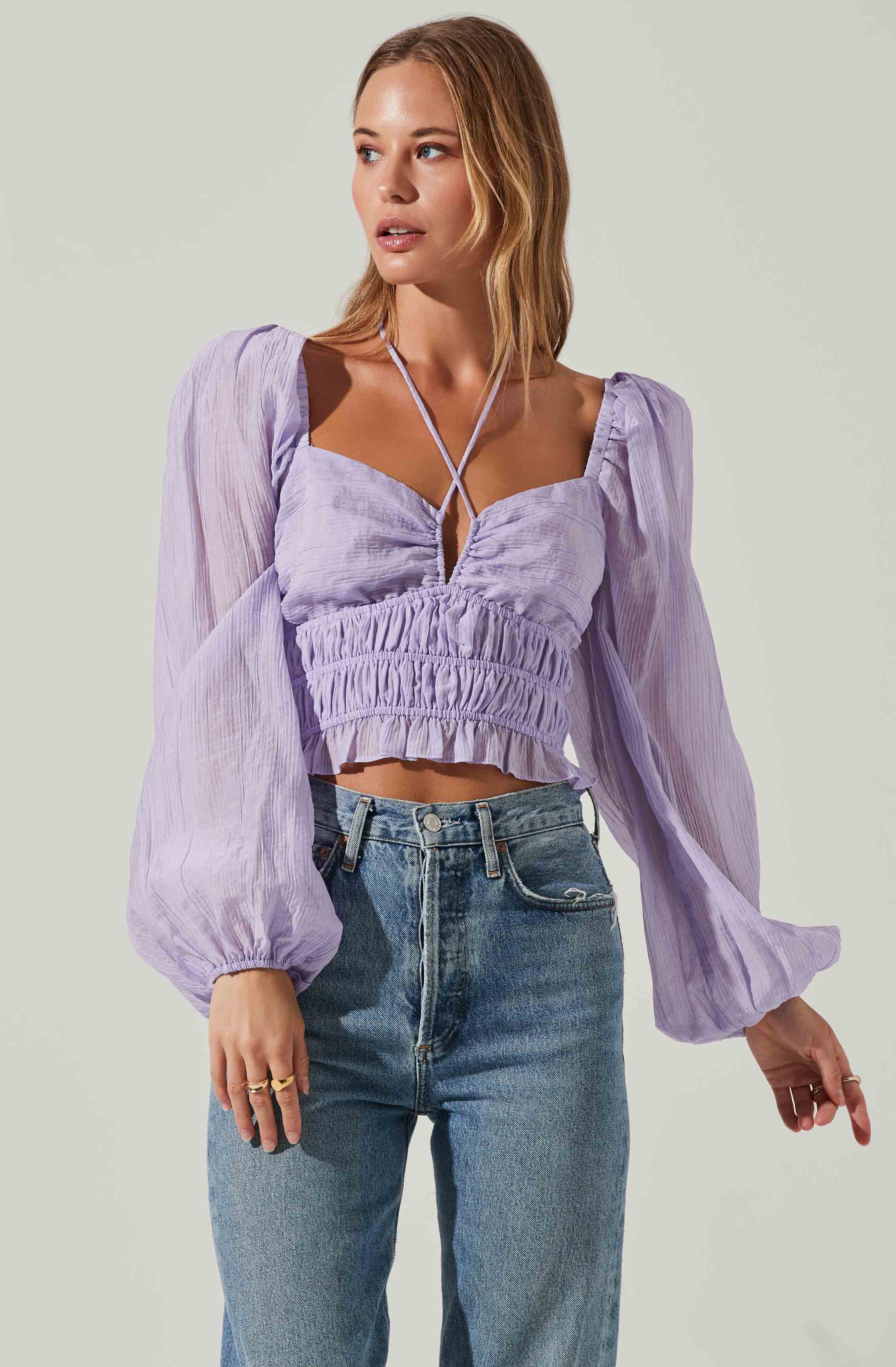 Irwin Puff Sleeve Halter Neck Top-Aljck