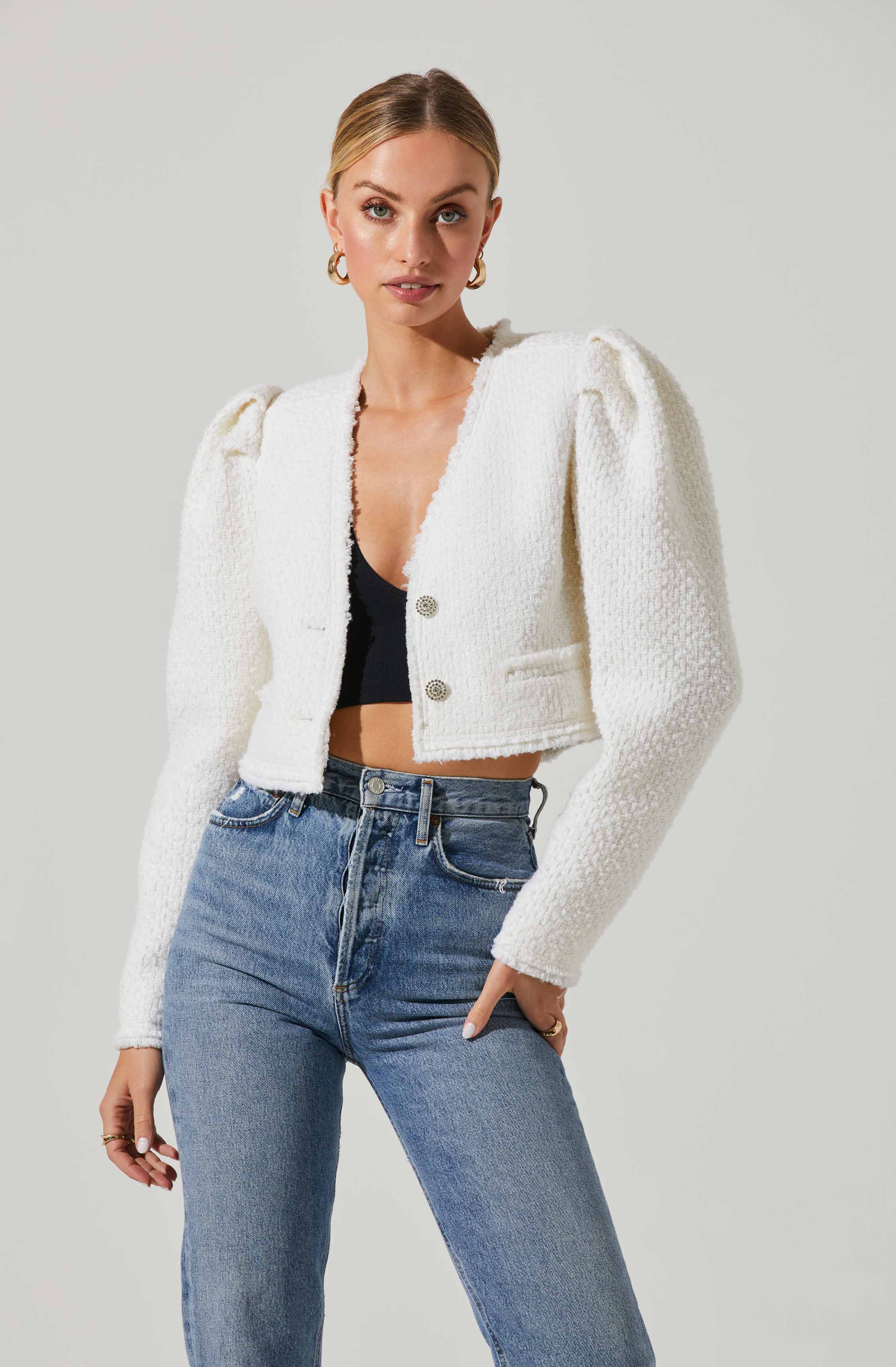 Madrigal Cropped Tweed Jacket-Aljck