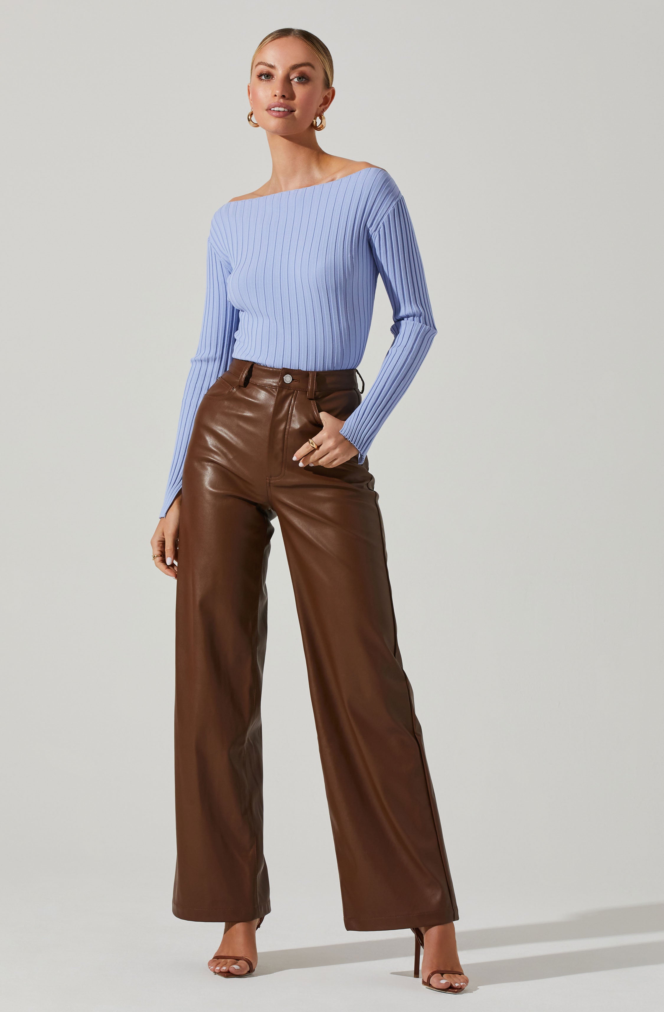 Alessandra Ribbed Off Shoulder Sweater-Aljck