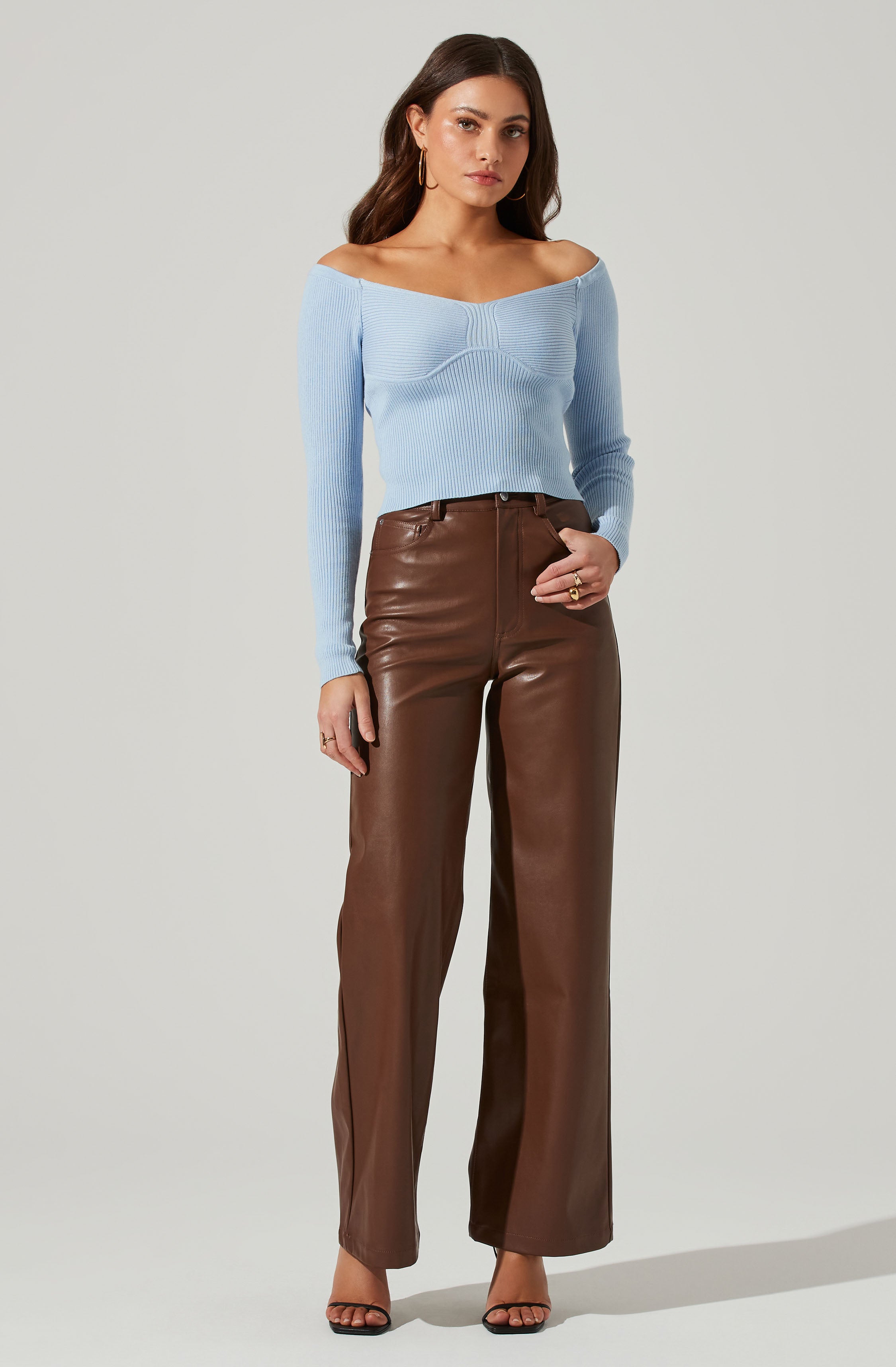Harlie Off Shoulder Cropped Sweater-Aljck