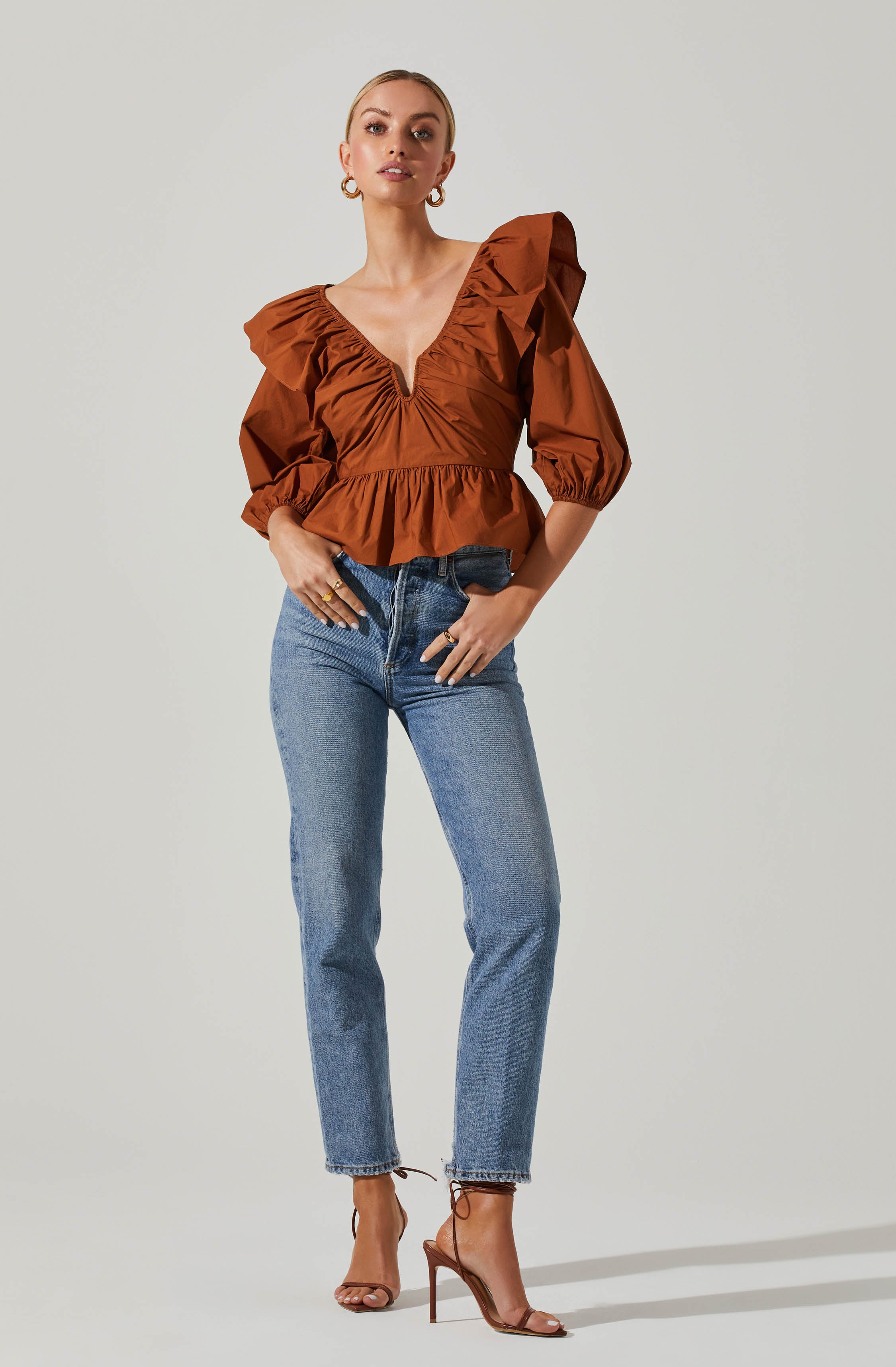 Gemma Ruffle Peplum Top-Aljck